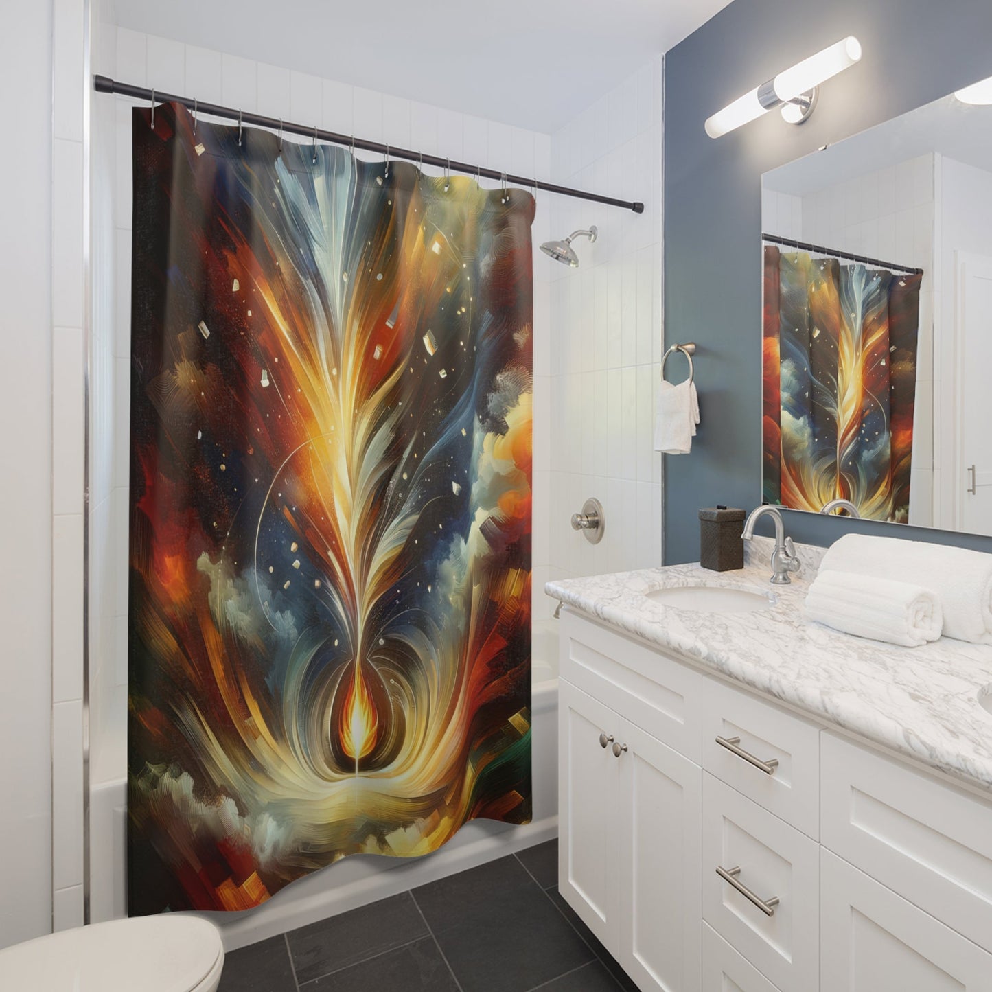 Igniting Transformational Currents Shower Curtains - ATUH.ART