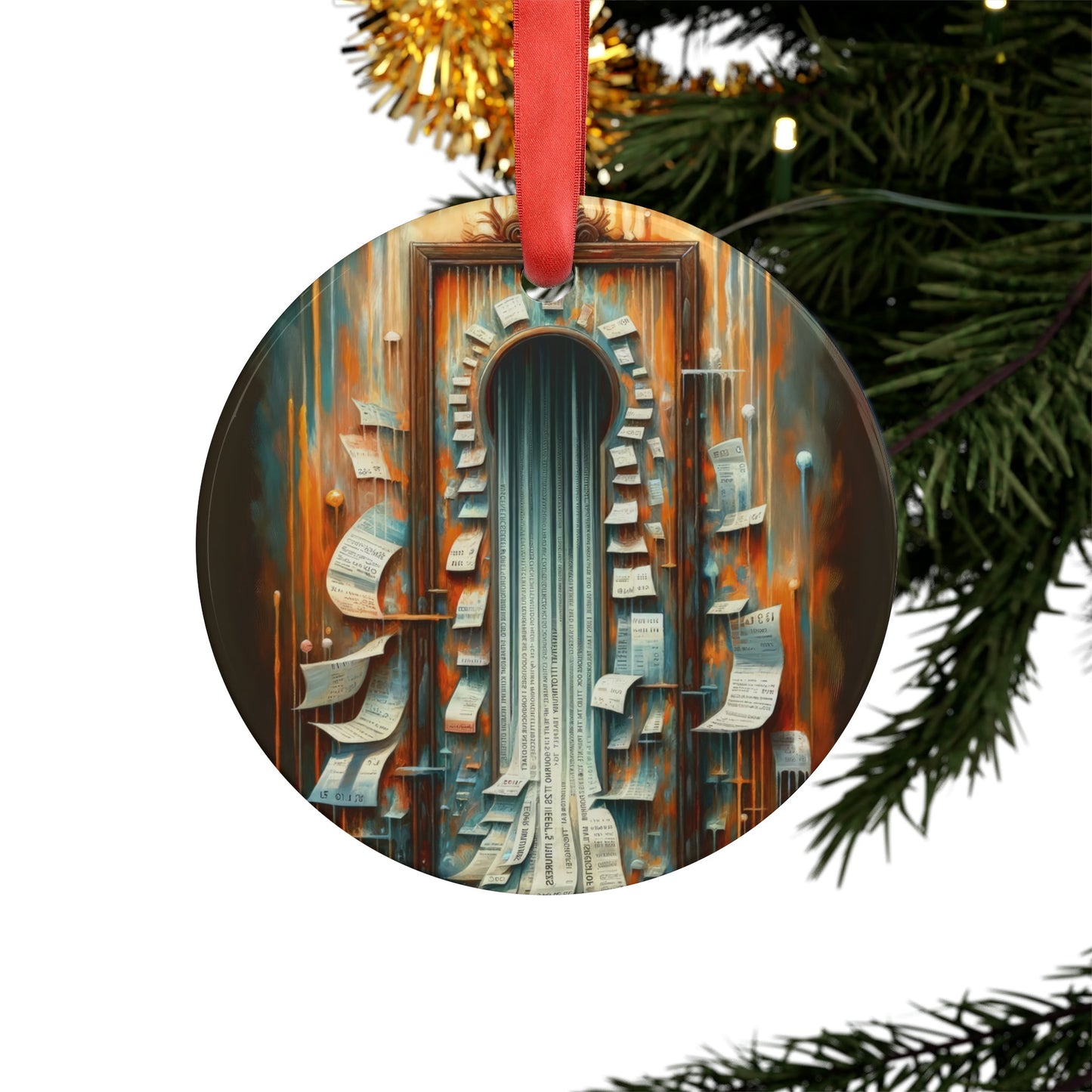Illuminated Truths Mirror Acrylic Ornament with Ribbon - ATUH.ART