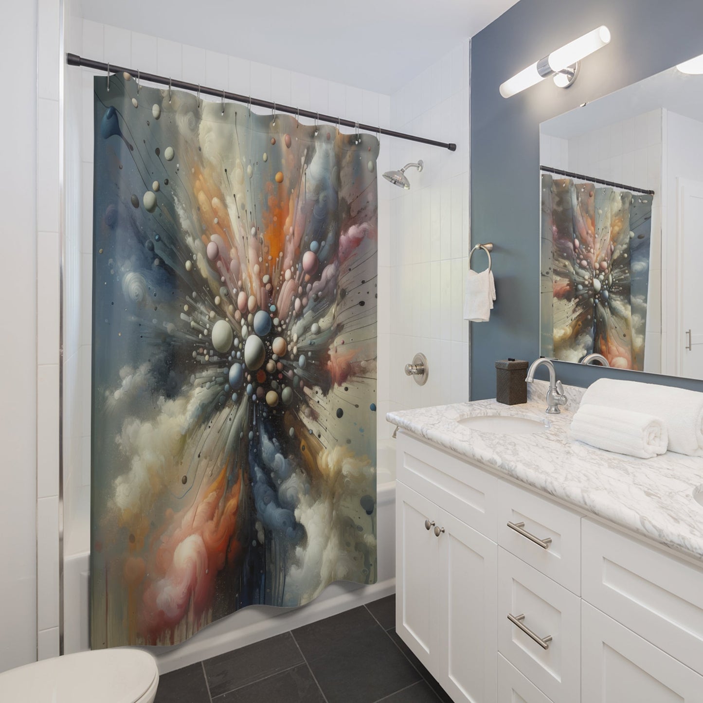 Impactful Deeds Ripple Shower Curtains - ATUH.ART