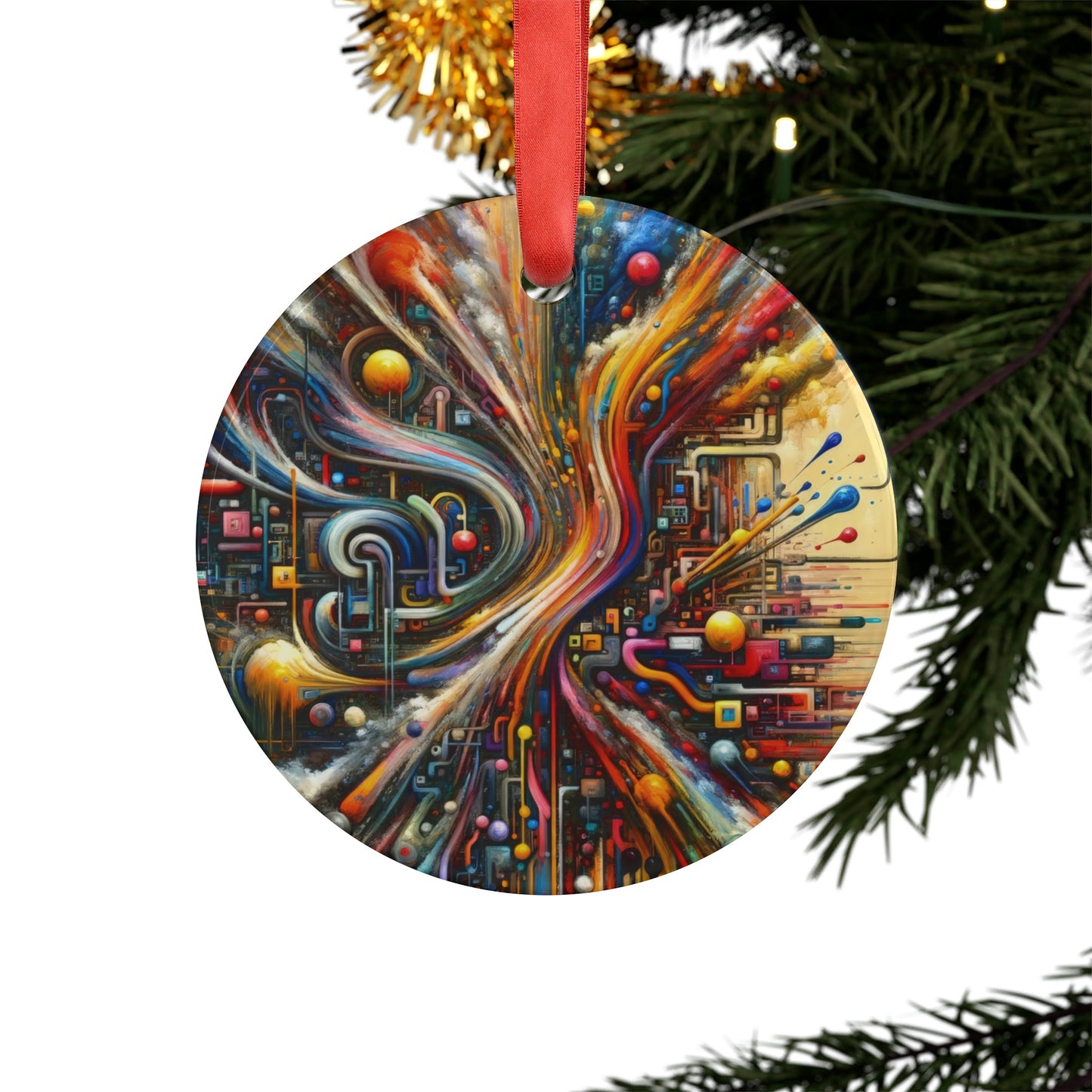 Information Bottleneck Cascade Acrylic Ornament with Ribbon - ATUH.ART