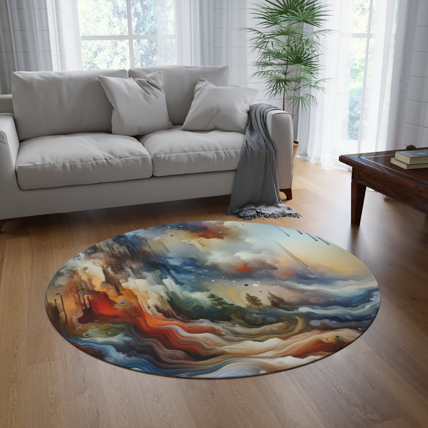 Inner Journey Abstract Round Rug - ATUH.ART