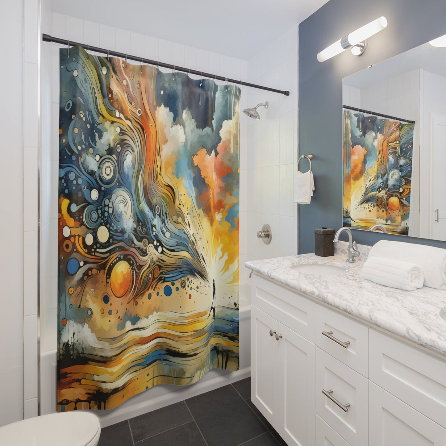Intentional Awakening Reflection Shower Curtains - ATUH.ART