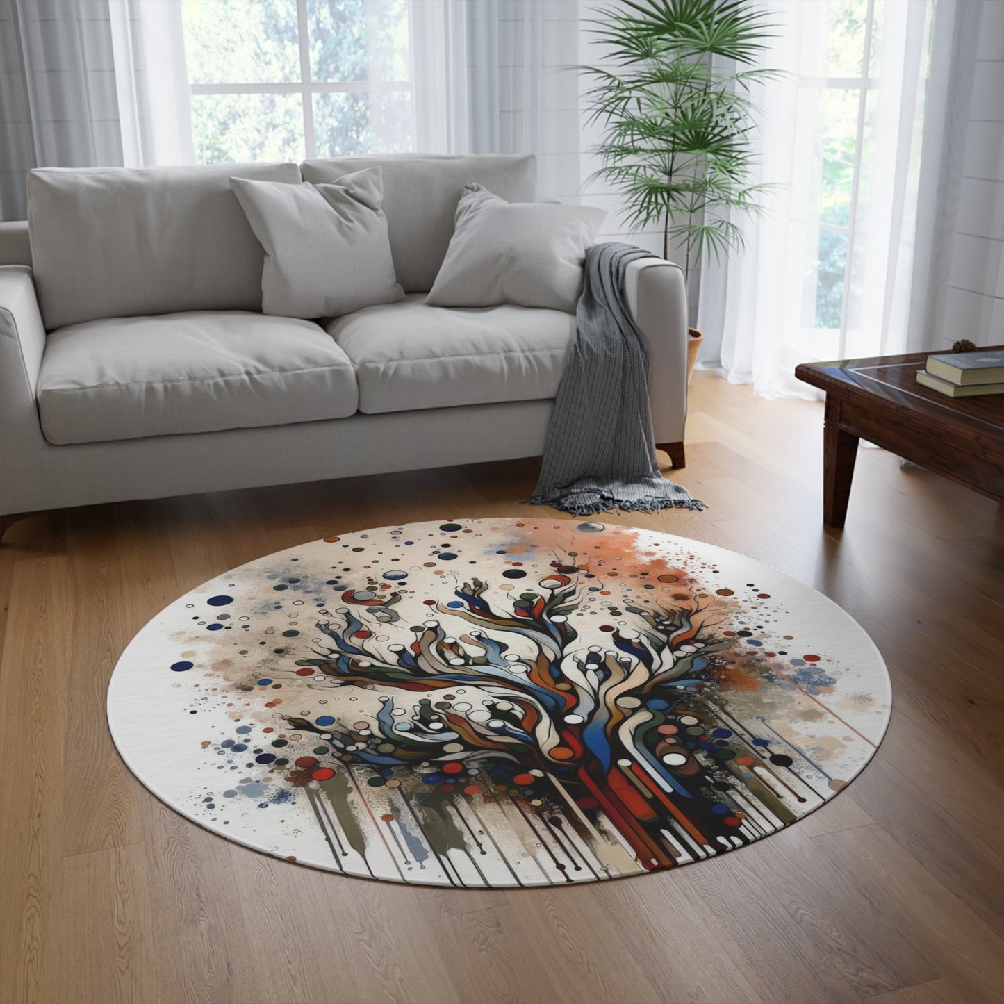 Intentional Unity Splashes Round Rug - ATUH.ART