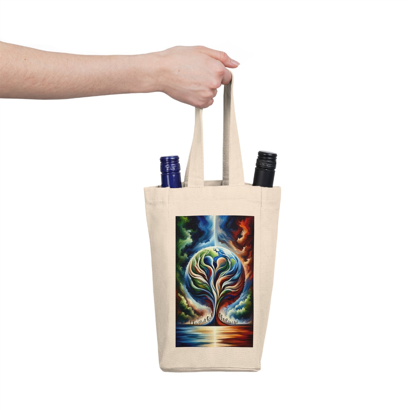 Interconnected Earth Advocates Double Wine Tote Bag - ATUH.ART