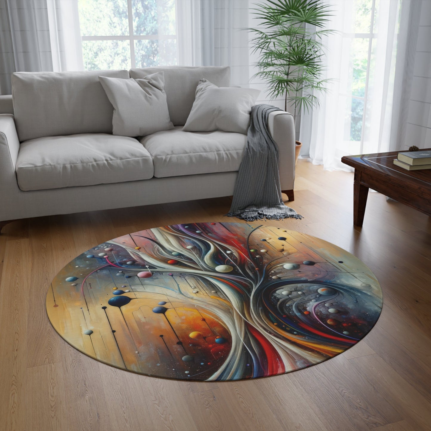 Invisible Threads Influence Round Rug - ATUH.ART