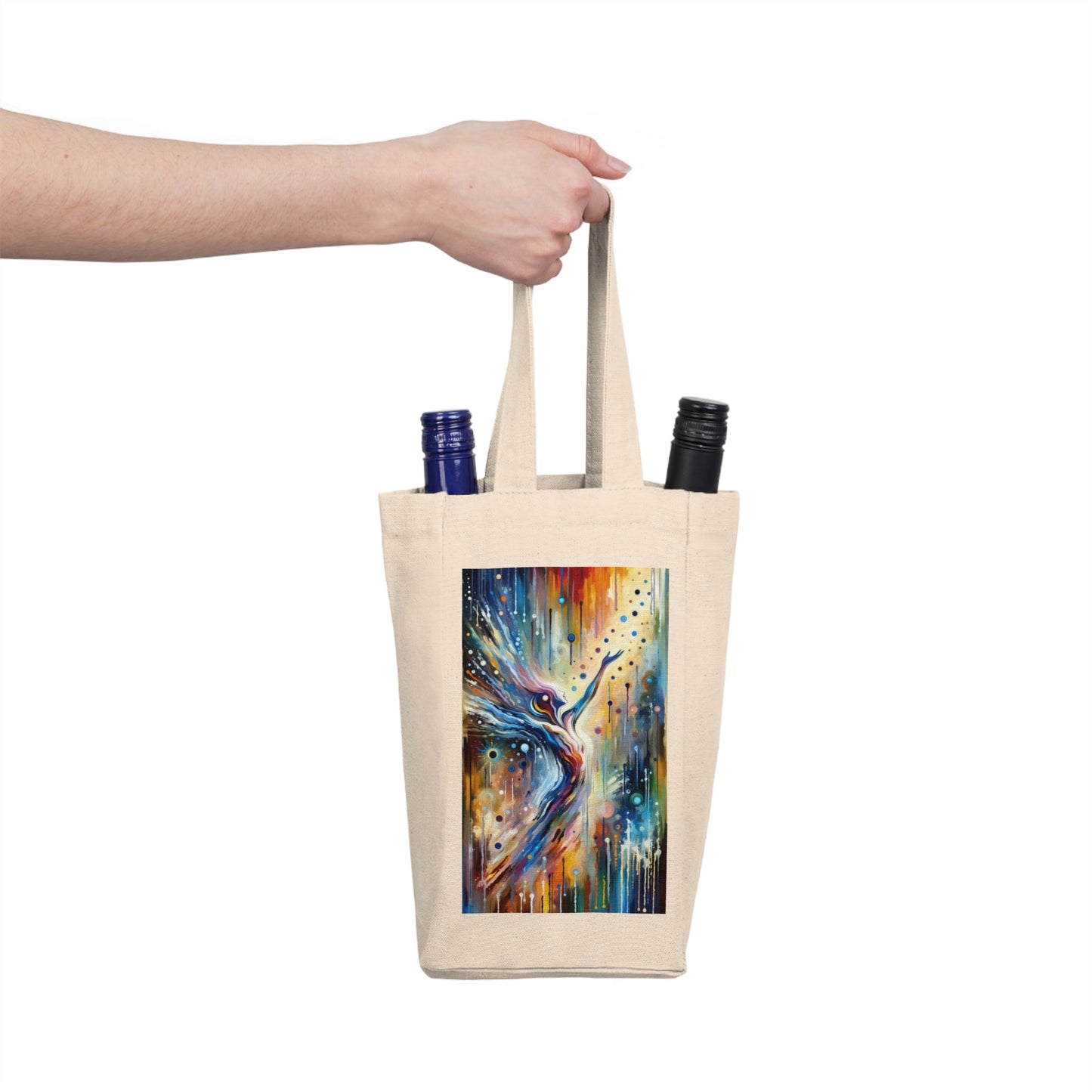 Journey Embrace Tachism Double Wine Tote Bag - ATUH.ART