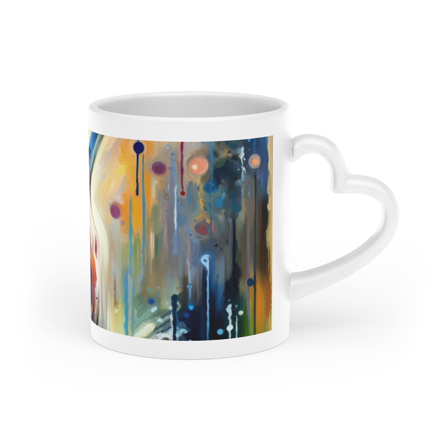 Journey Embrace Tachism Heart-Shaped Mug - ATUH.ART