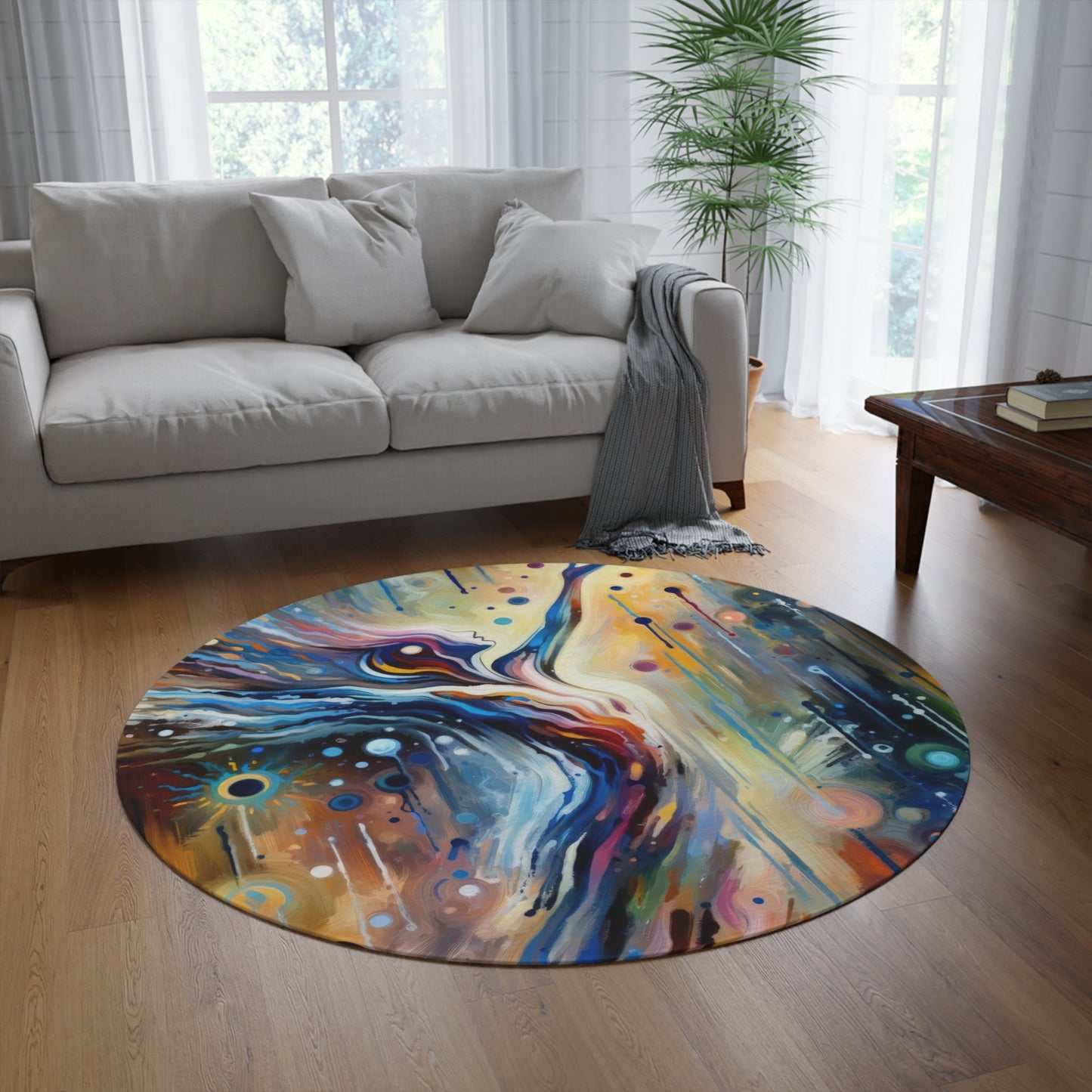 Journey Embrace Tachism Round Rug - ATUH.ART