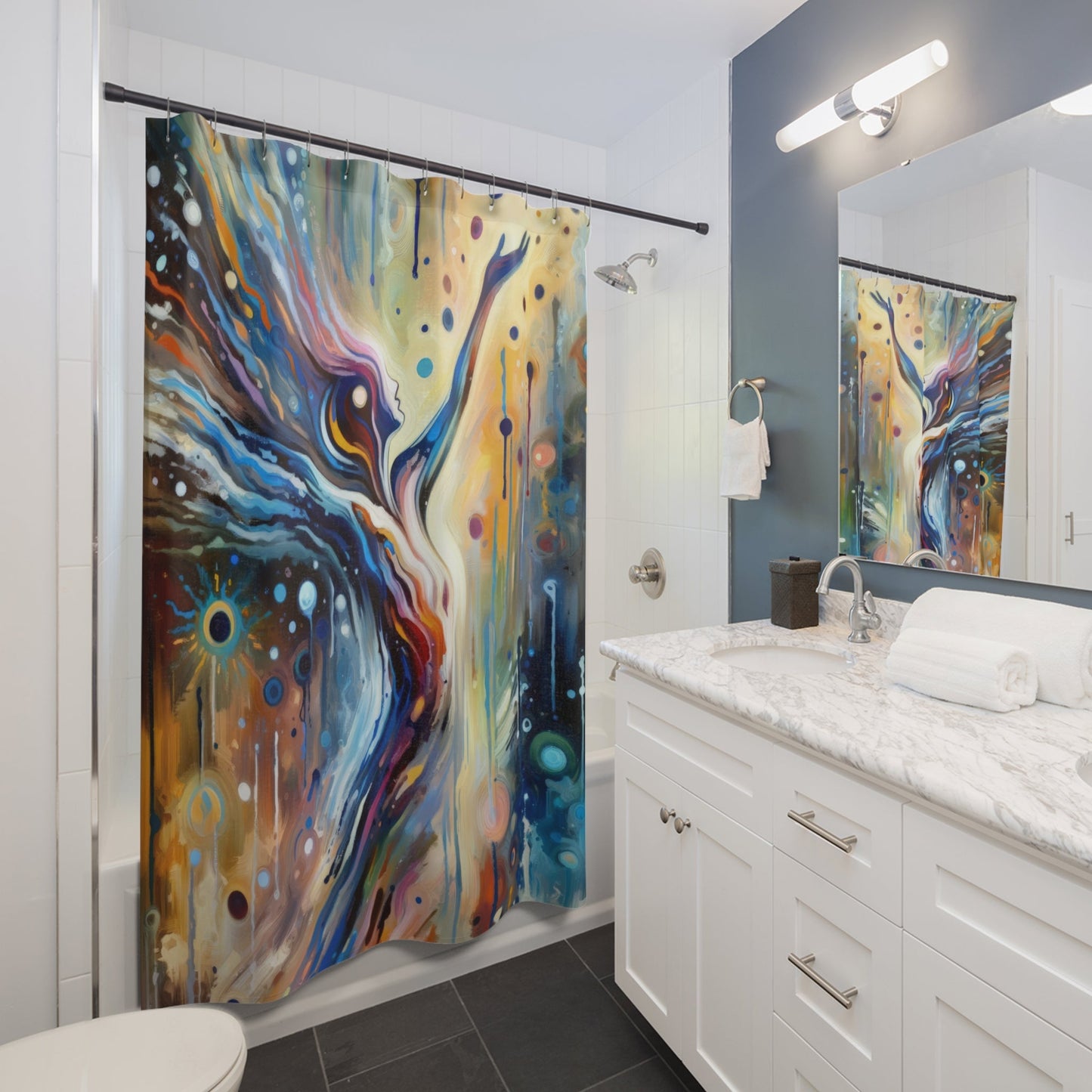 Journey Embrace Tachism Shower Curtains - ATUH.ART