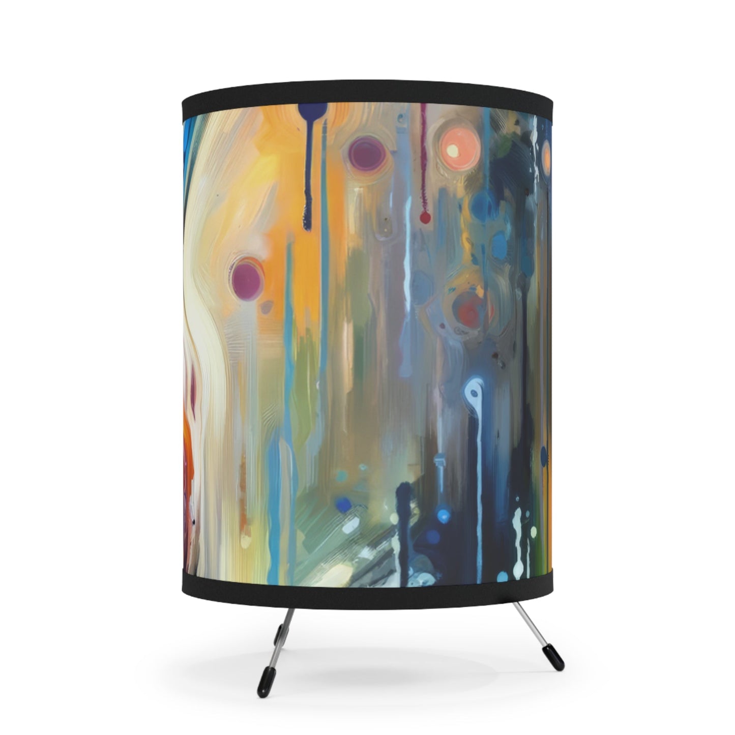 Journey Embrace Tachism Tripod Lamp with High-Res Printed Shade, US\CA plug - ATUH.ART