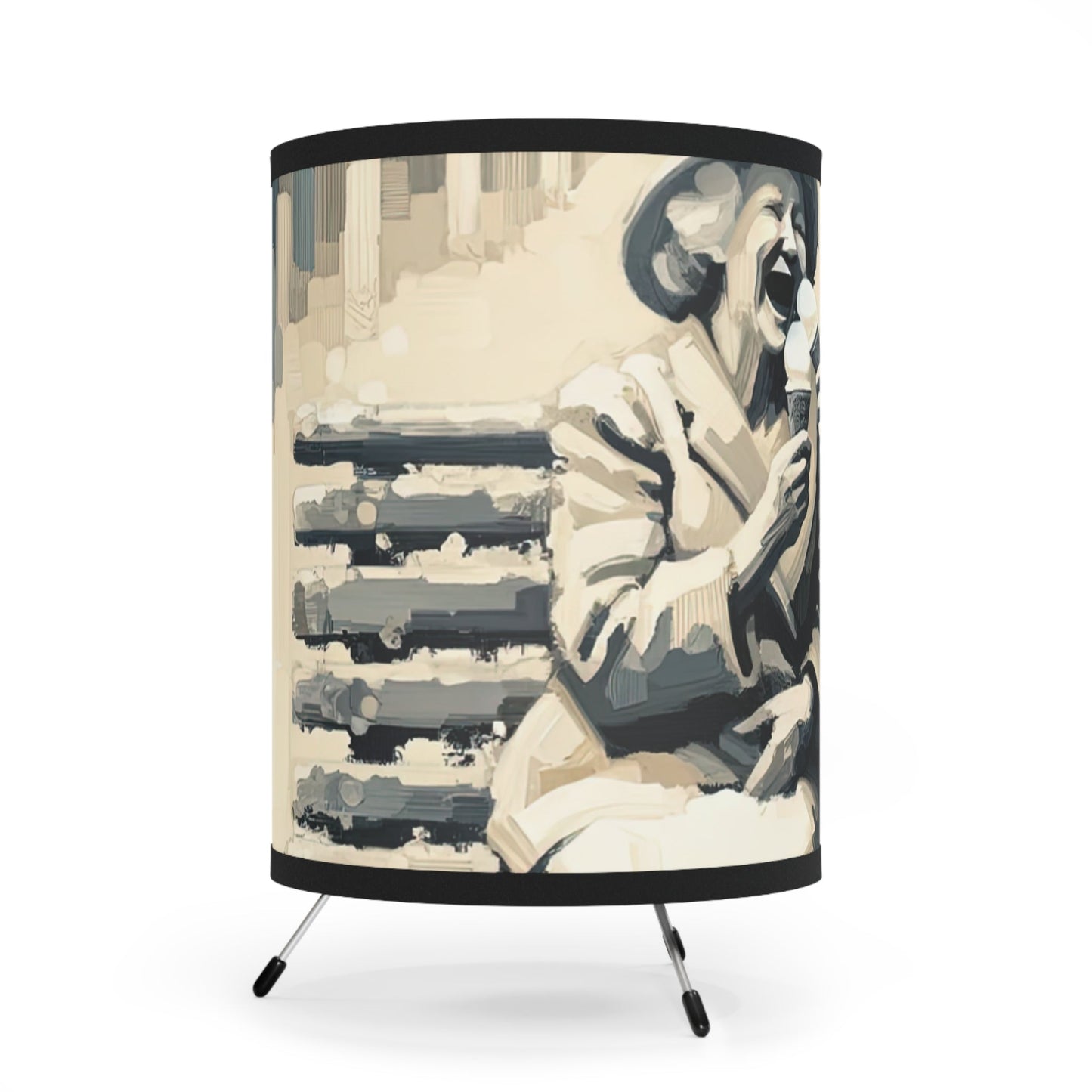 Joyful Companionship Serenity Tripod Lamp with High-Res Printed Shade, US\CA plug - ATUH.ART