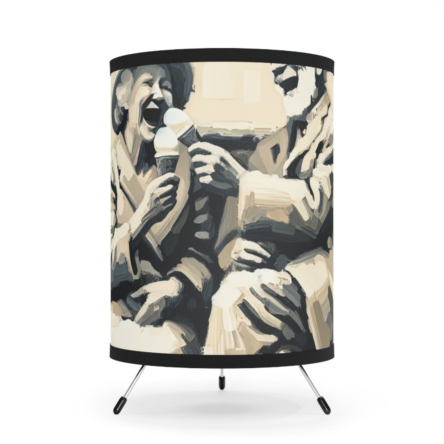 Joyful Companionship Serenity Tripod Lamp with High-Res Printed Shade, US\CA plug - ATUH.ART