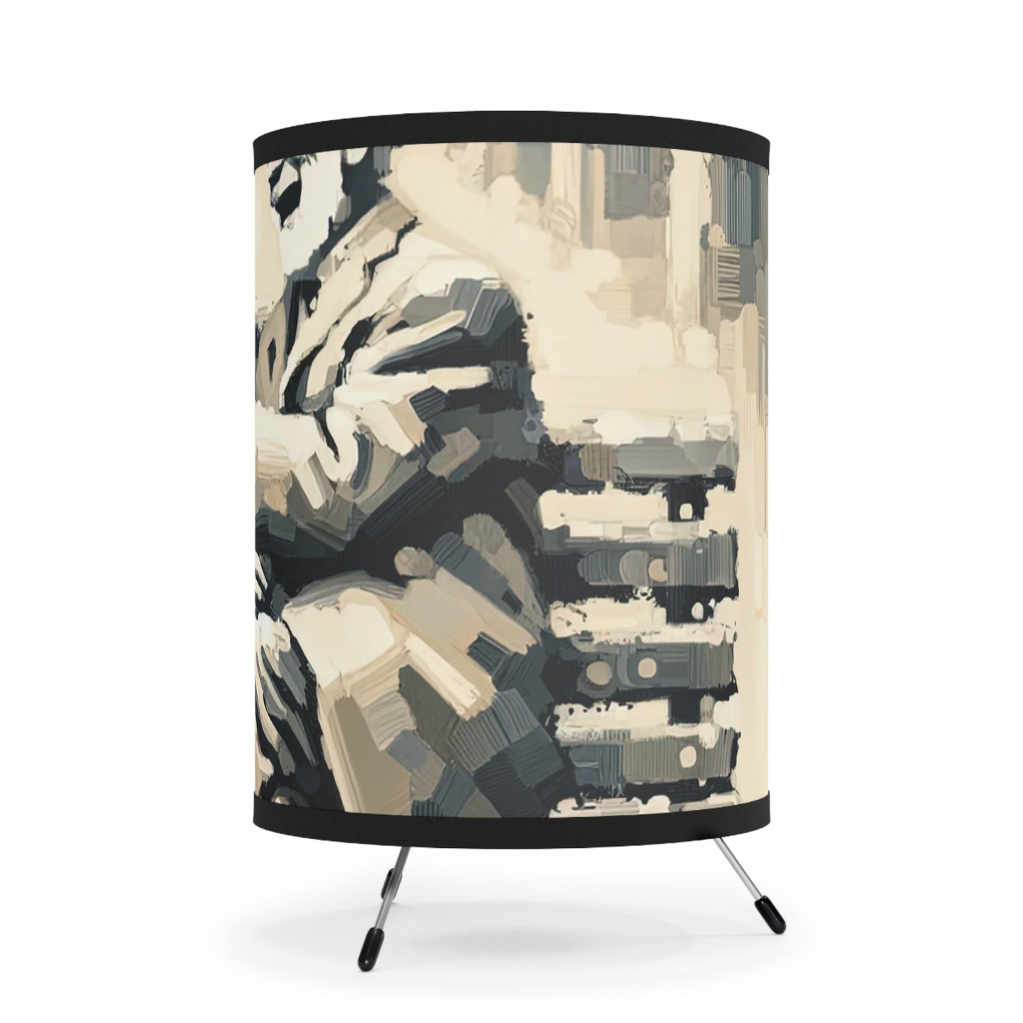 Joyful Companionship Serenity Tripod Lamp with High-Res Printed Shade, US\CA plug - ATUH.ART
