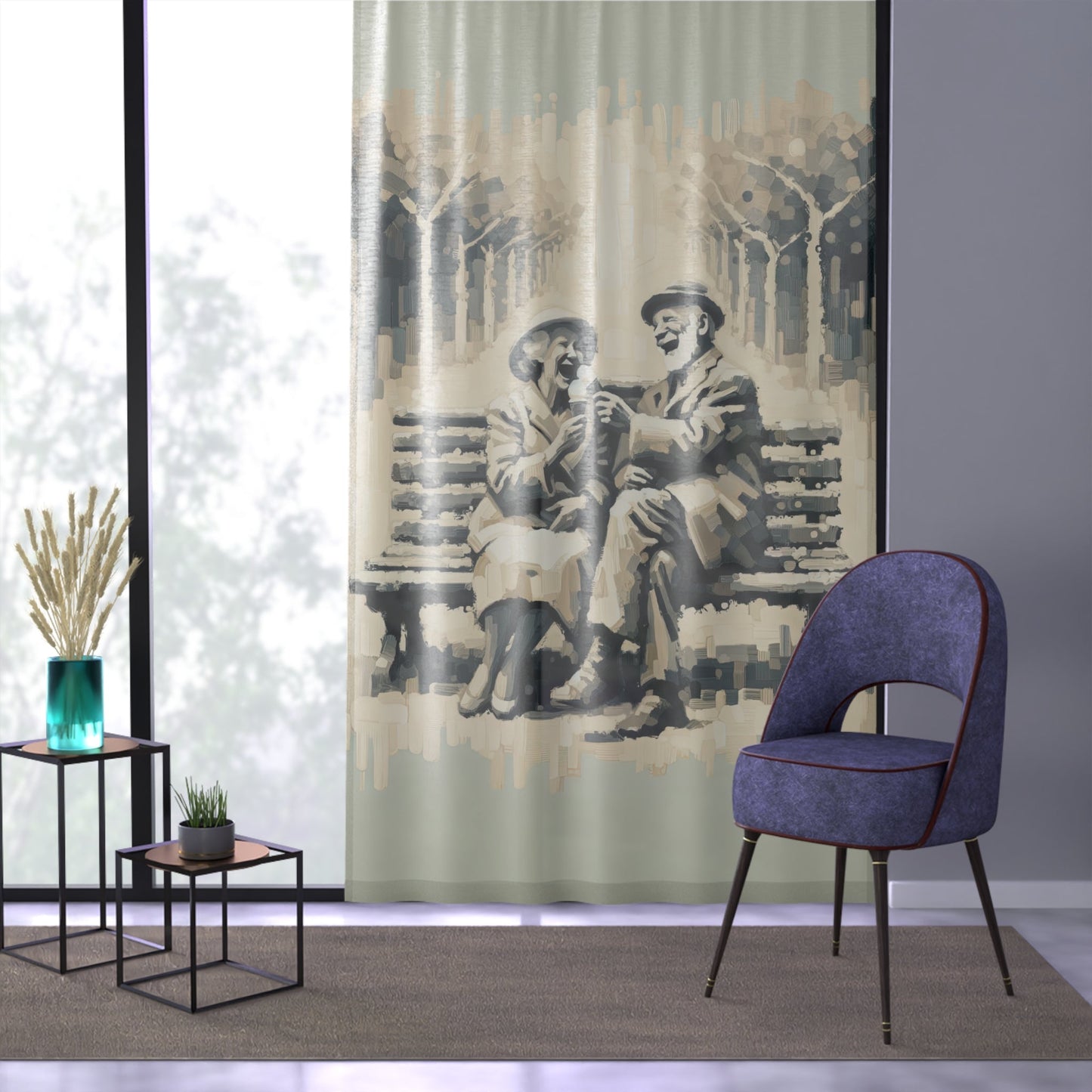Joyful Companionship Serenity Window Curtain - ATUH.ART