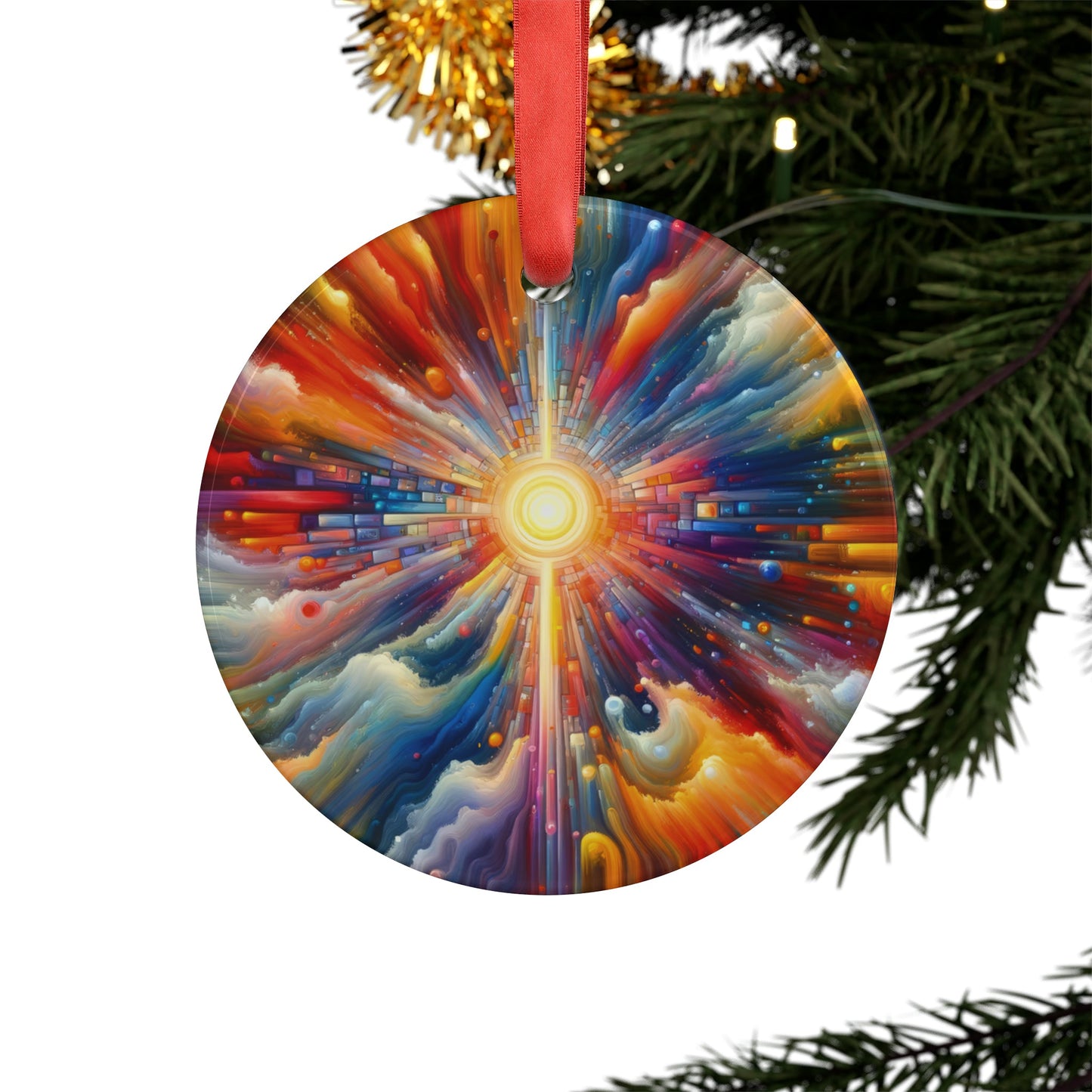 Kaleidoscopic Tachism Breath Acrylic Ornament with Ribbon - ATUH.ART
