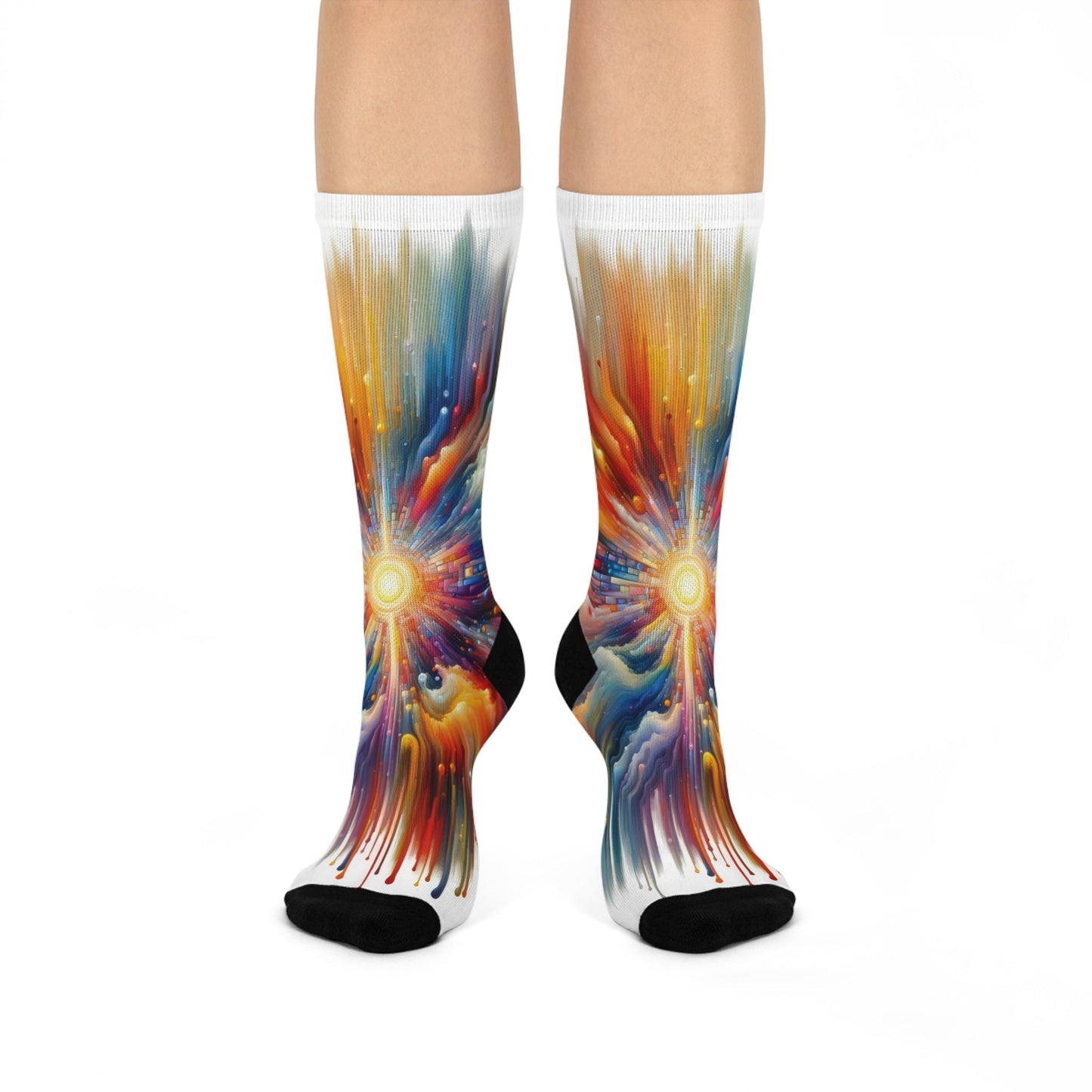 Kaleidoscopic Tachism Breath Cushioned Crew Socks - ATUH.ART