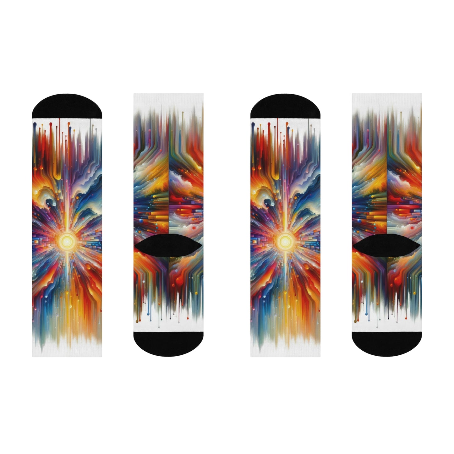 Kaleidoscopic Tachism Breath Cushioned Crew Socks - ATUH.ART