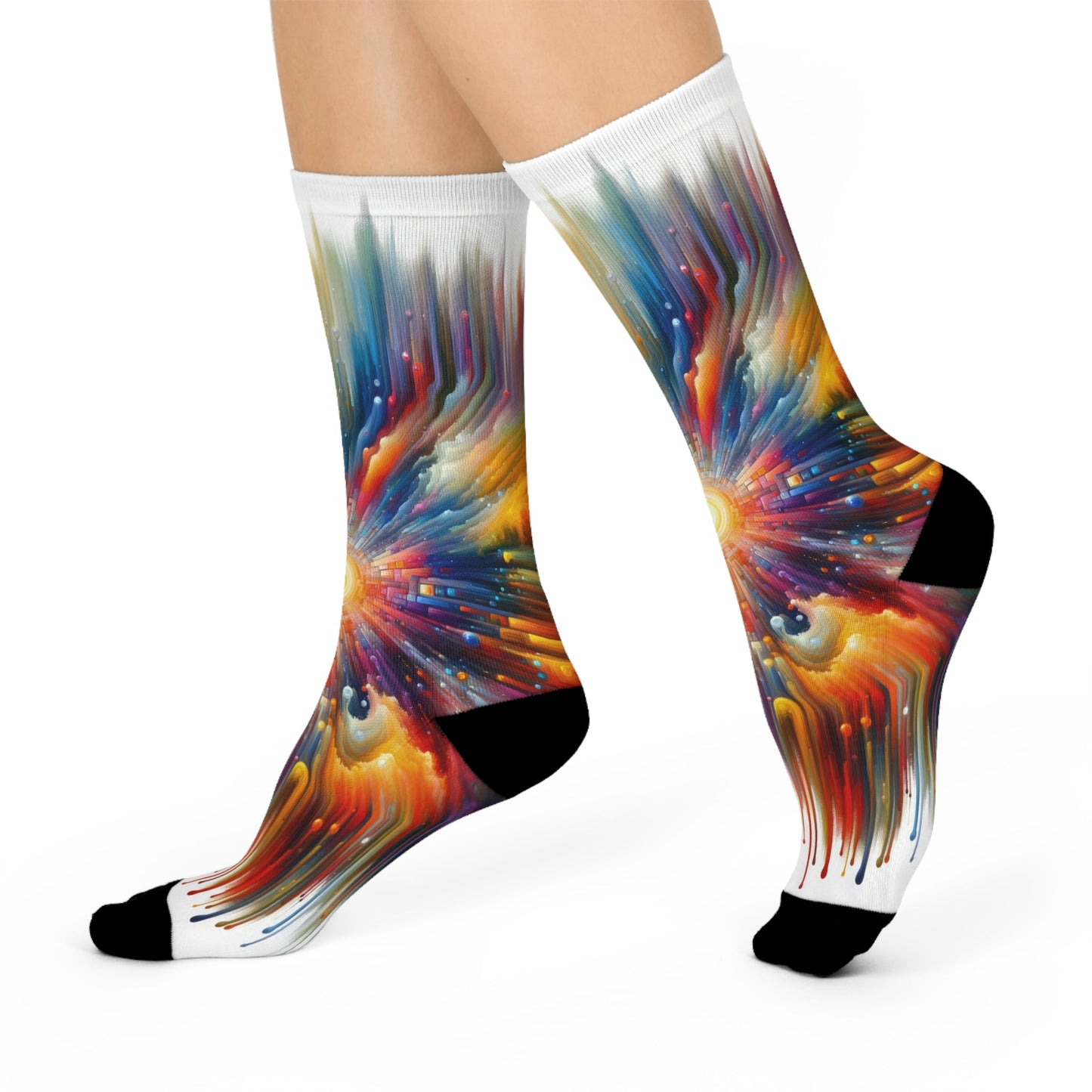 Kaleidoscopic Tachism Breath Cushioned Crew Socks - ATUH.ART