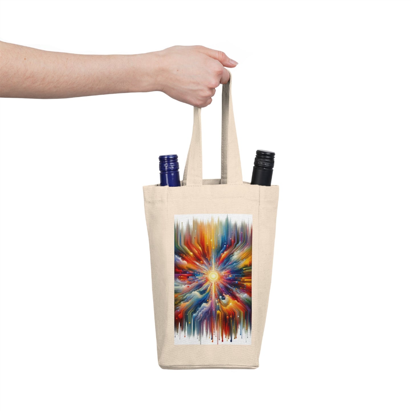 Kaleidoscopic Tachism Breath Double Wine Tote Bag - ATUH.ART