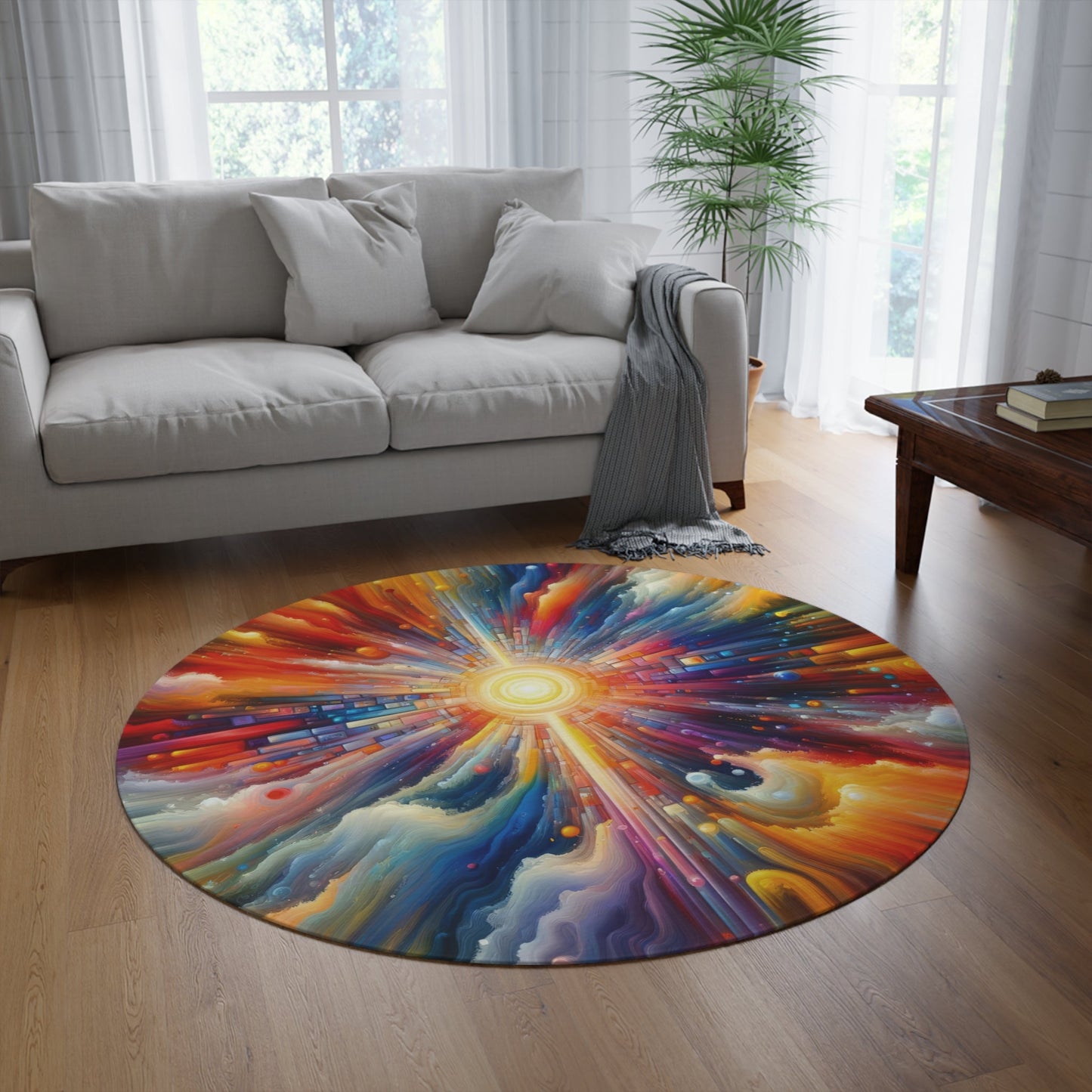 Kaleidoscopic Tachism Breath Round Rug - ATUH.ART