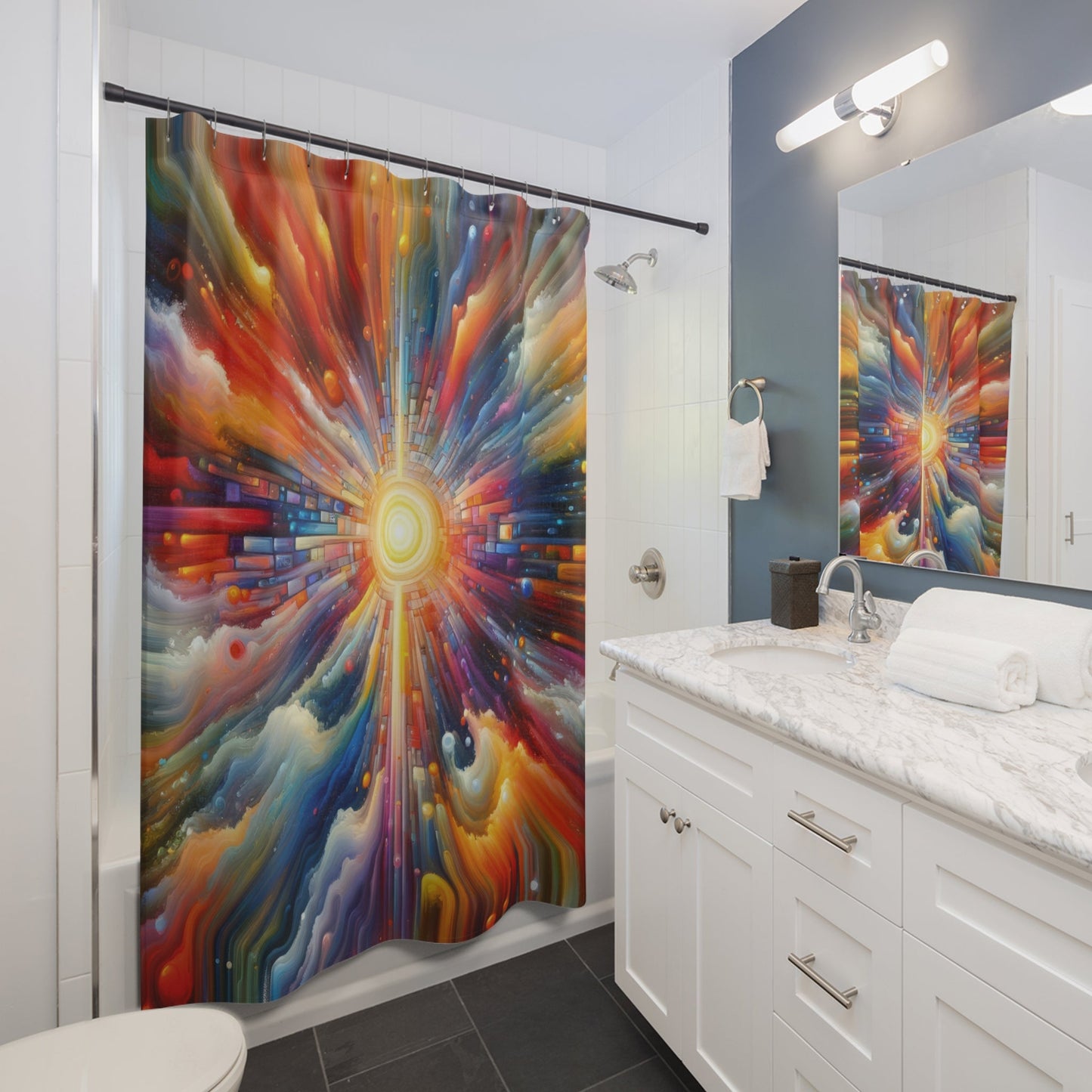 Kaleidoscopic Tachism Breath Shower Curtains - ATUH.ART