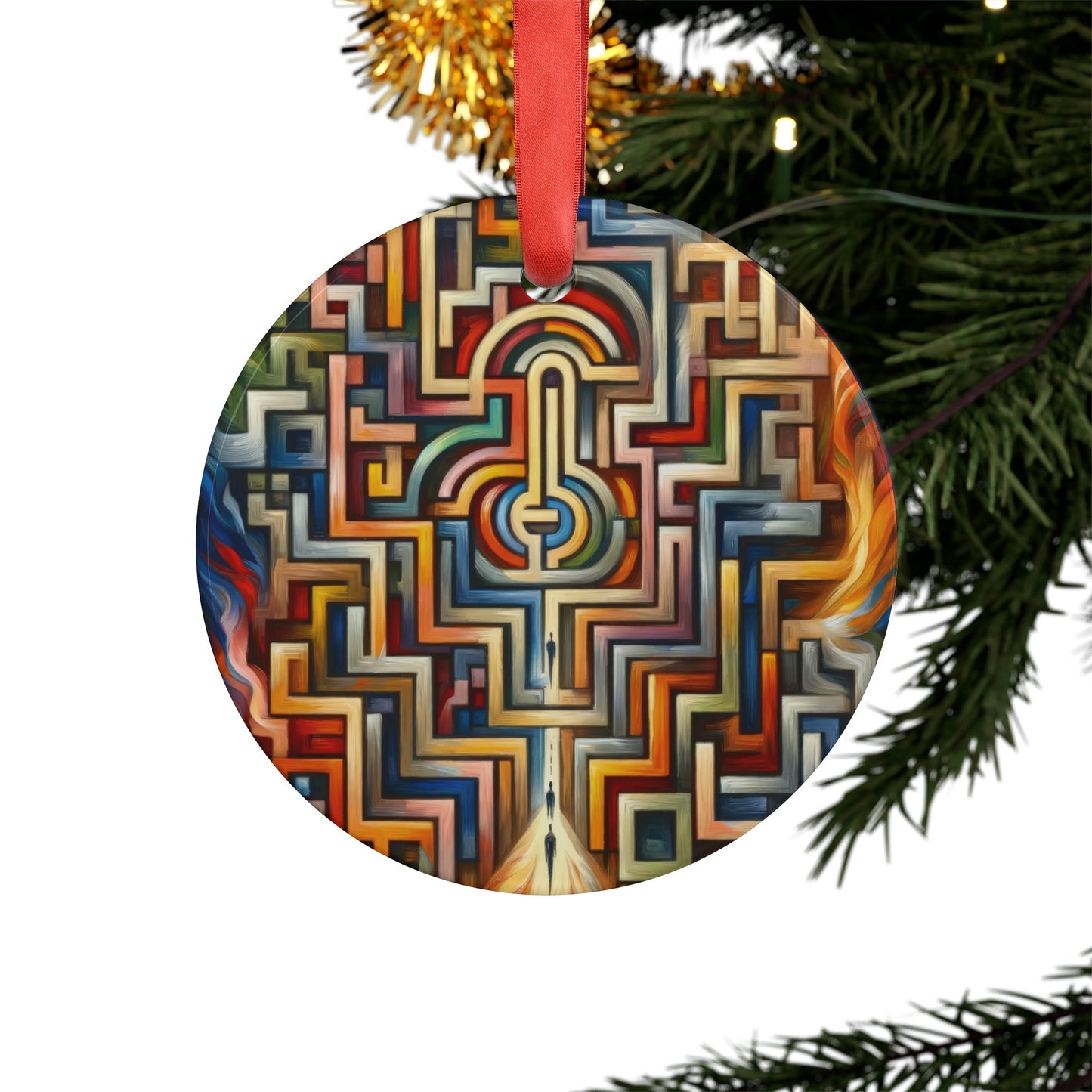 Labyrinthine Love Choices Acrylic Ornament with Ribbon - ATUH.ART
