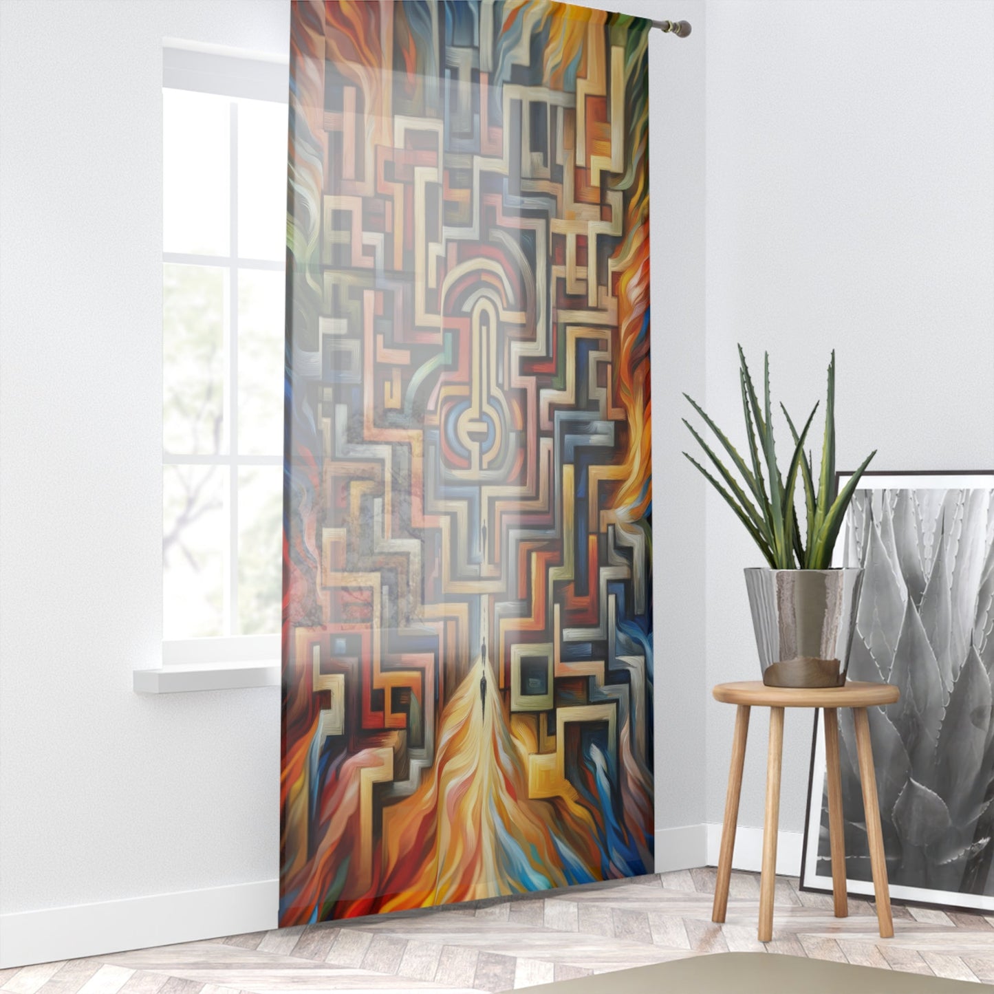 Labyrinthine Love Choices Window Curtain - ATUH.ART