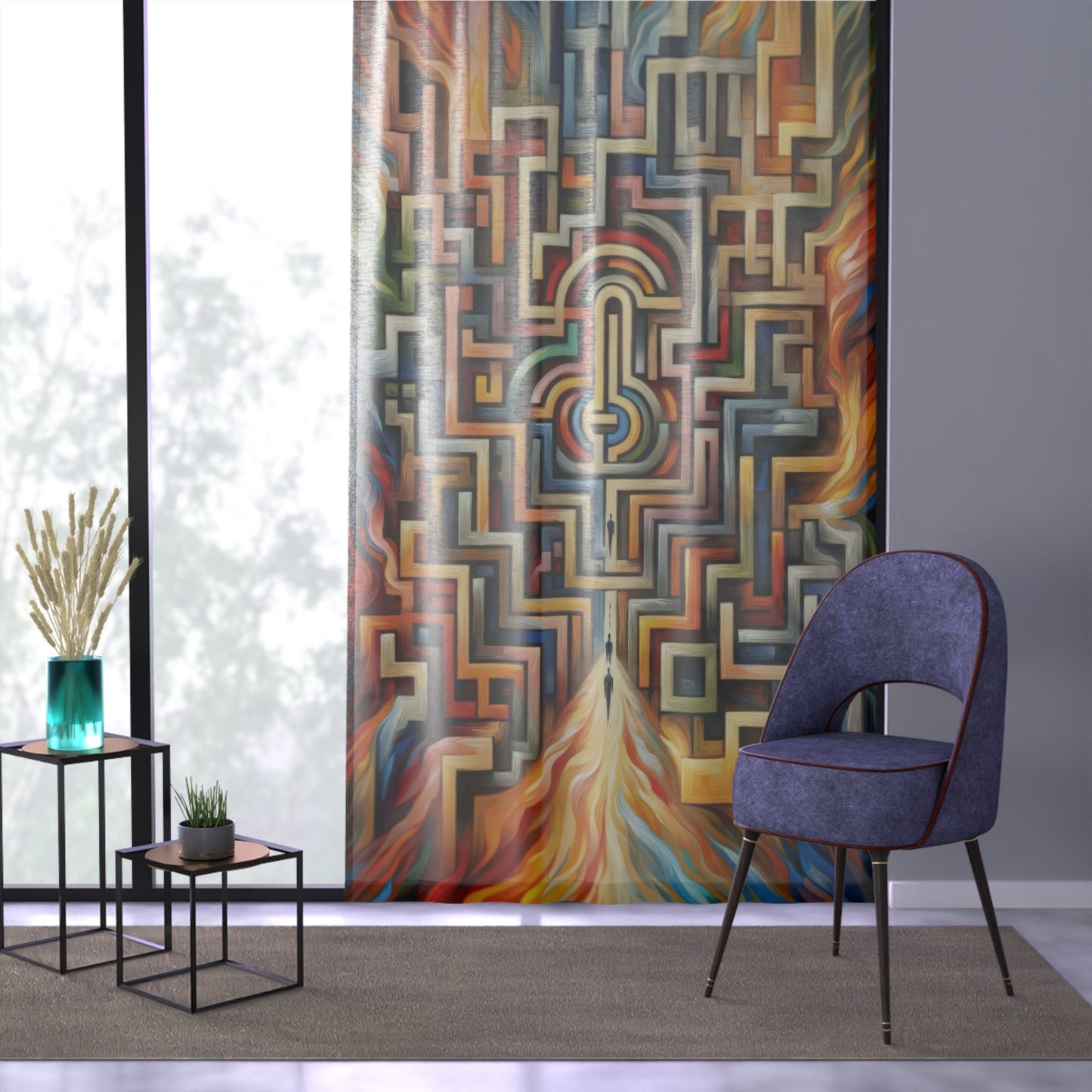 Labyrinthine Love Choices Window Curtain - ATUH.ART