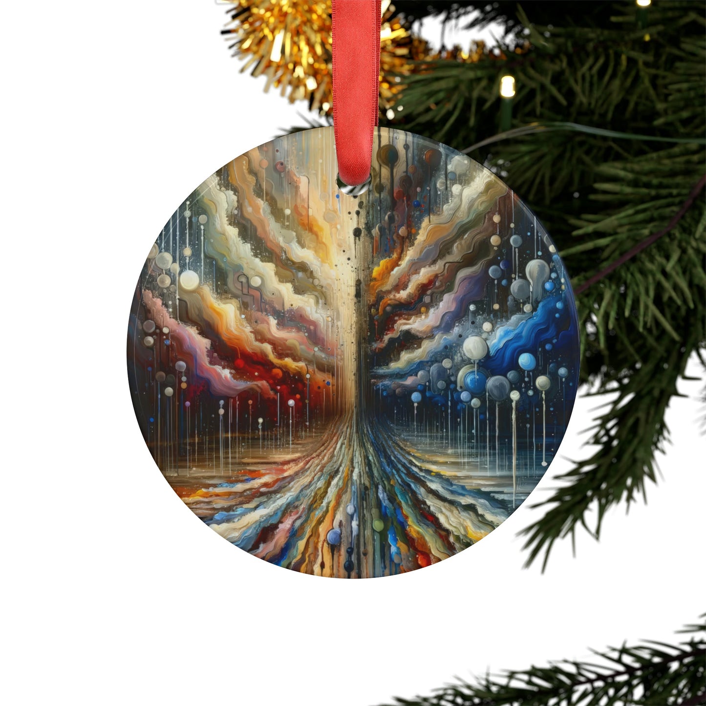 Linguistic Resonance Cascade Acrylic Ornament with Ribbon - ATUH.ART