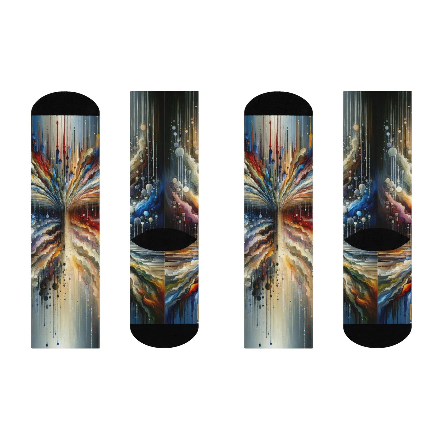 Linguistic Resonance Cascade Cushioned Crew Socks - ATUH.ART