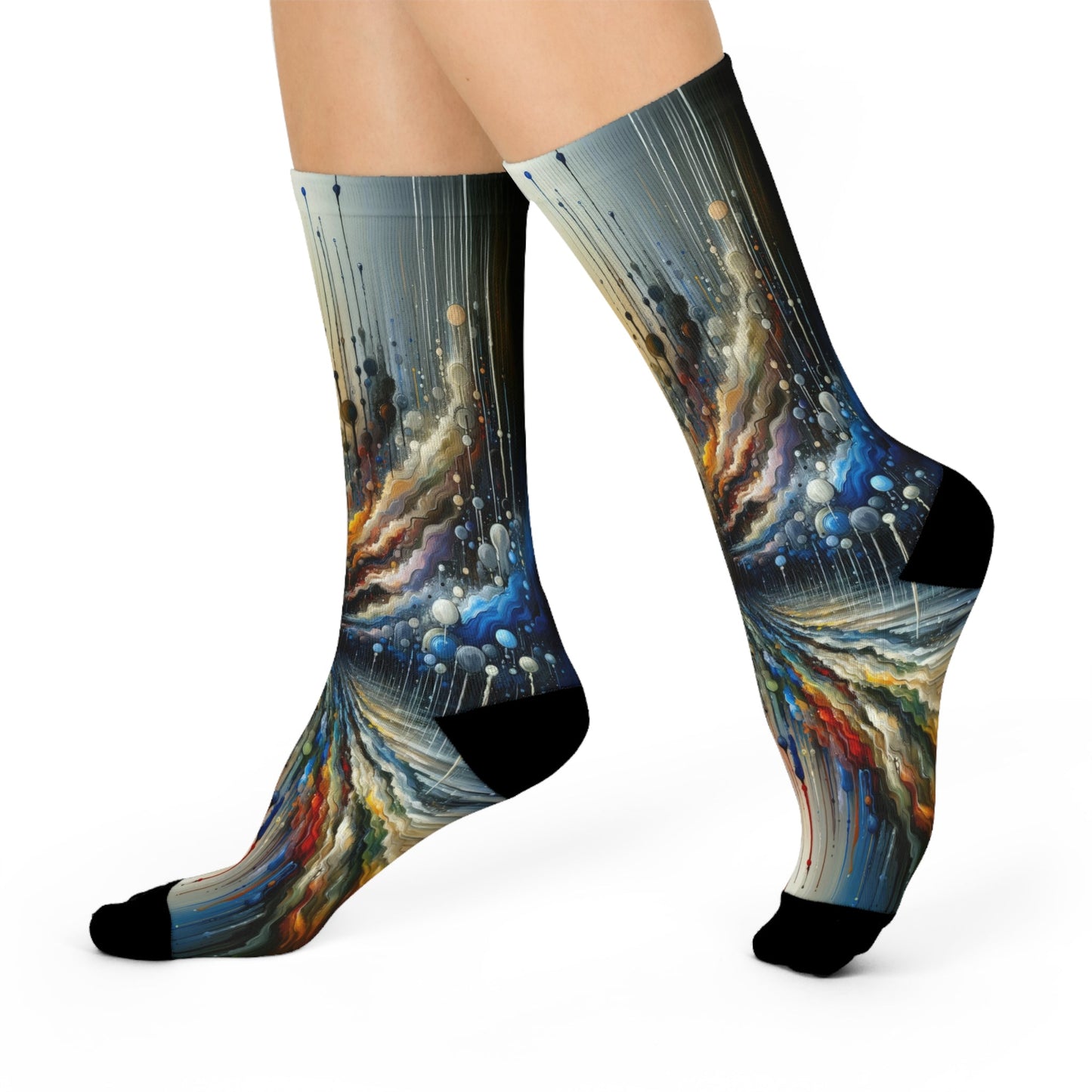 Linguistic Resonance Cascade Cushioned Crew Socks - ATUH.ART