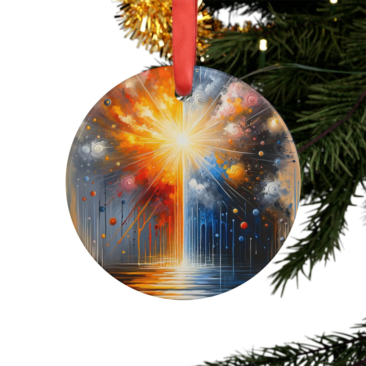 Luminous Abstract Tachism Acrylic Ornament with Ribbon - ATUH.ART