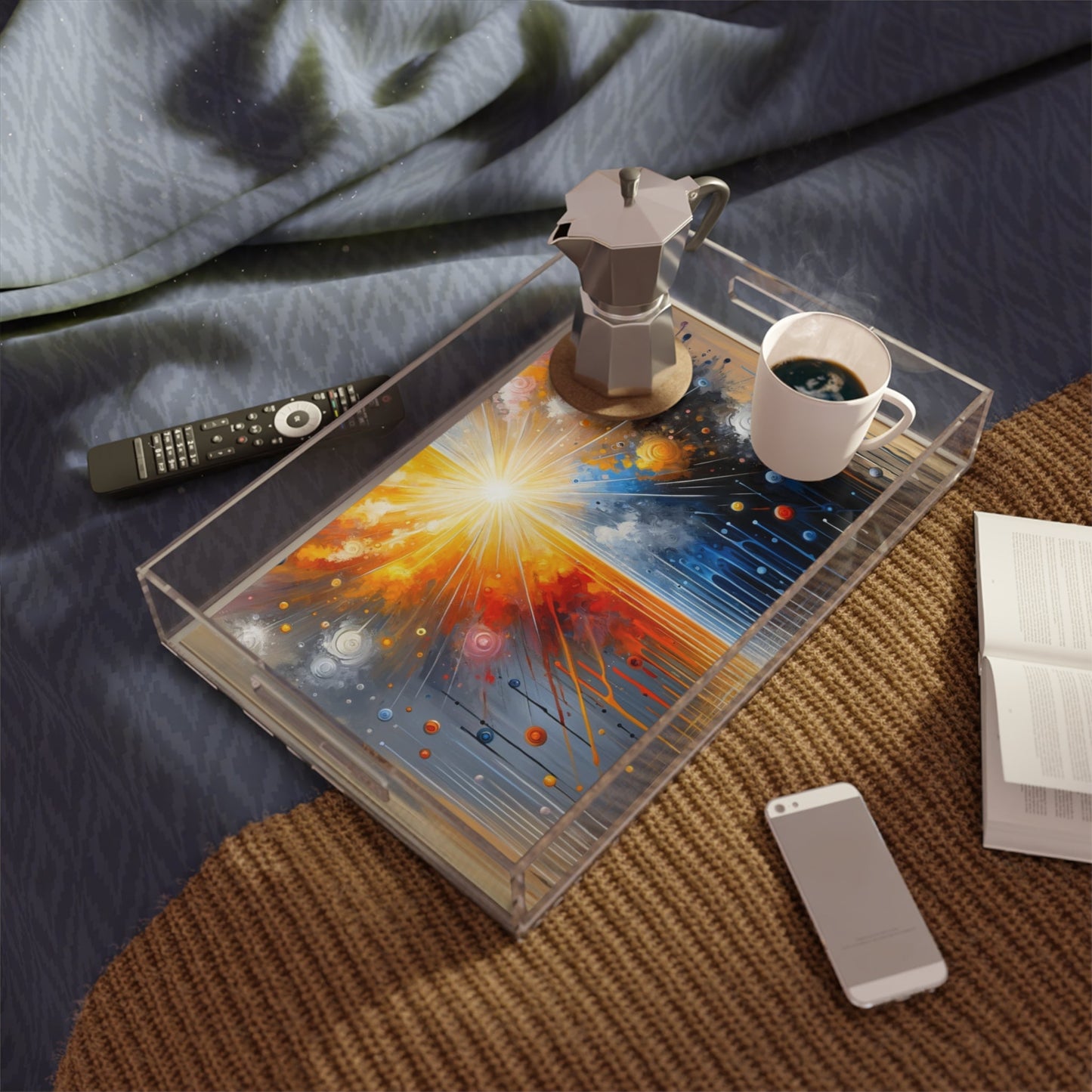 Luminous Abstract Tachism Acrylic Serving Tray - ATUH.ART