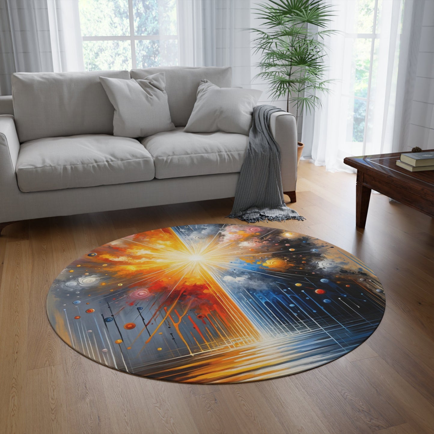 Luminous Abstract Tachism Round Rug - ATUH.ART