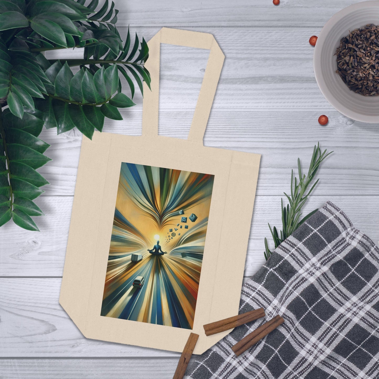 Meditative Commute Flow Double Wine Tote Bag - ATUH.ART