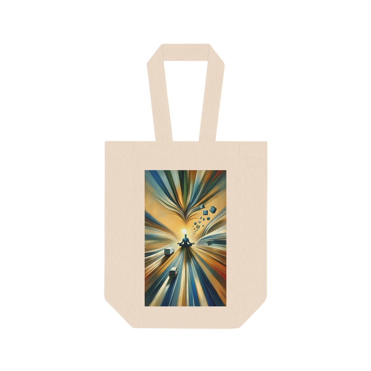 Meditative Commute Flow Double Wine Tote Bag - ATUH.ART