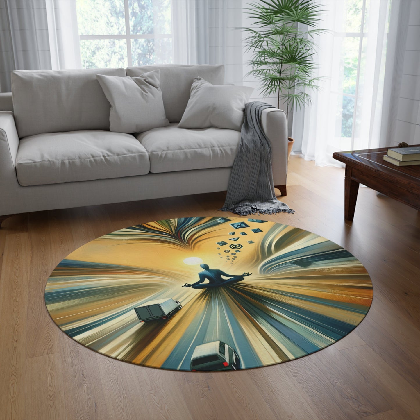 Meditative Commute Flow Round Rug - ATUH.ART