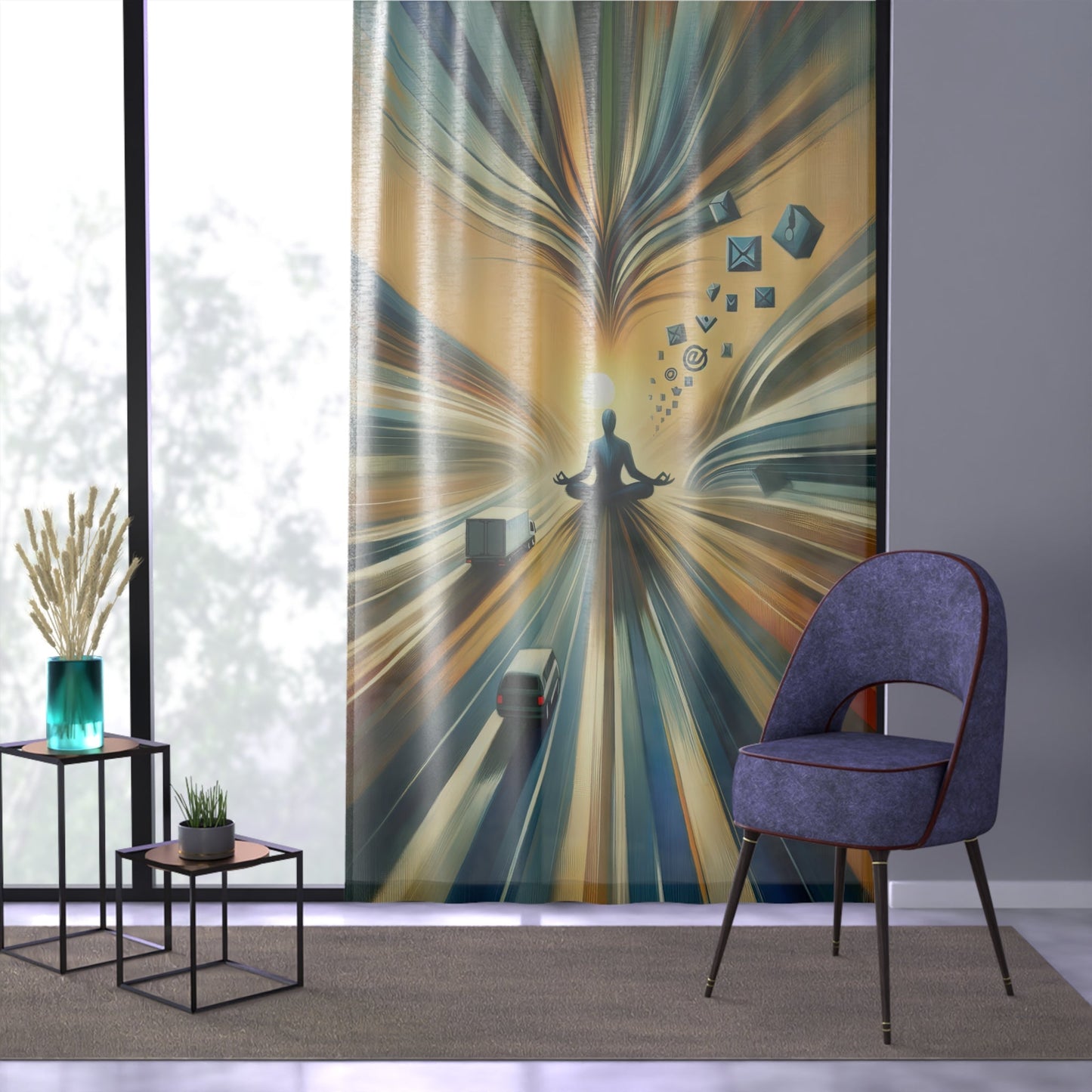 Meditative Commute Flow Window Curtain - ATUH.ART