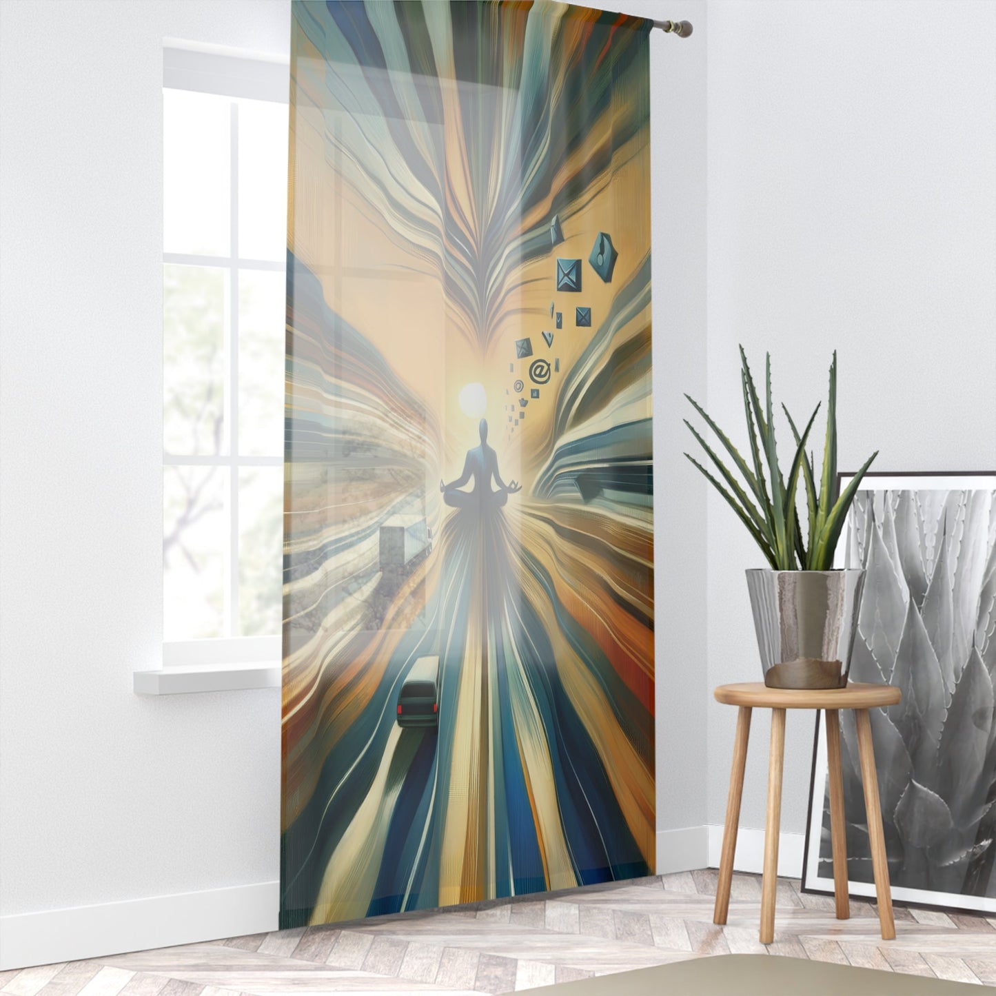 Meditative Commute Flow Window Curtain - ATUH.ART