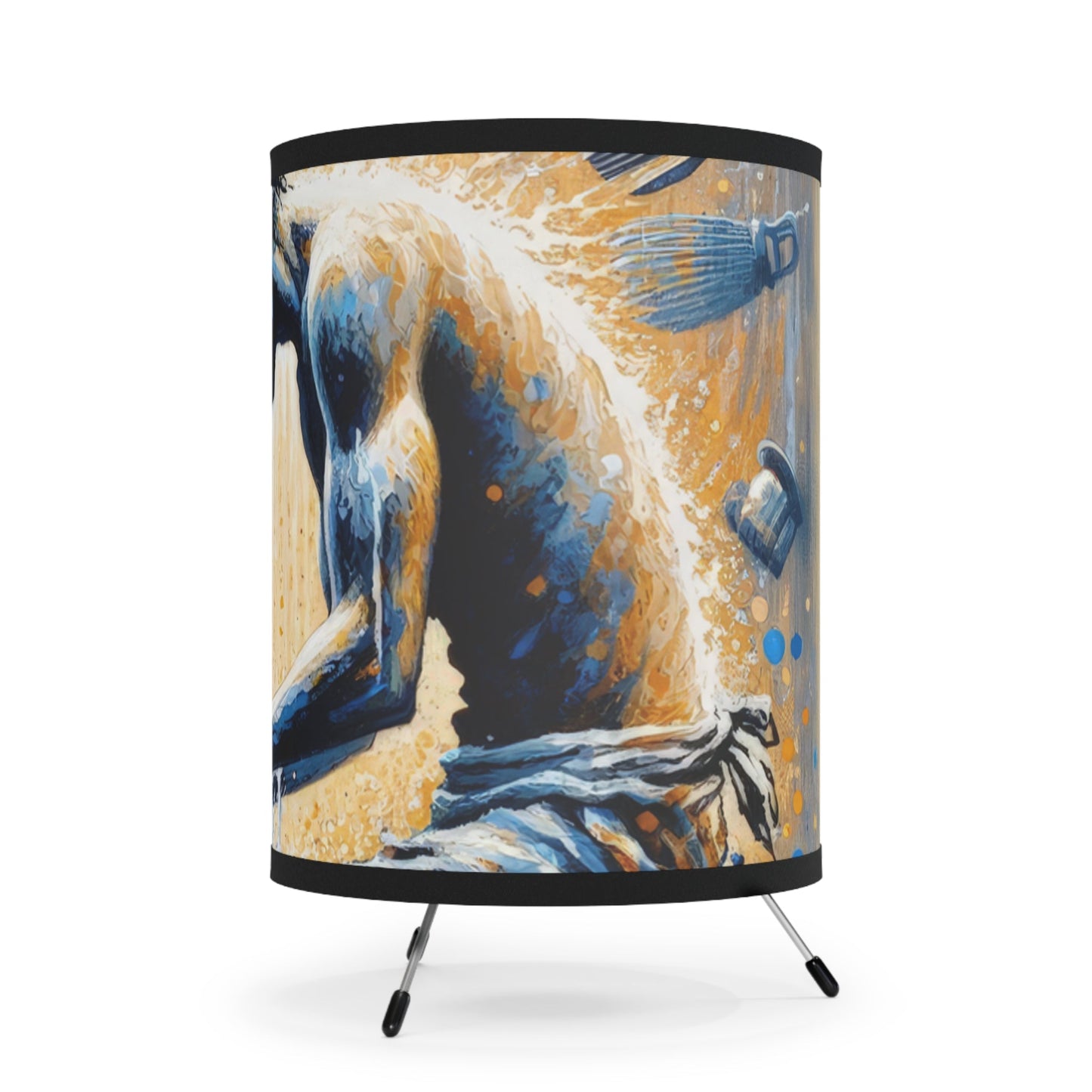 Meditative Kinetic Tachism Tripod Lamp with High-Res Printed Shade, US\CA plug - ATUH.ART