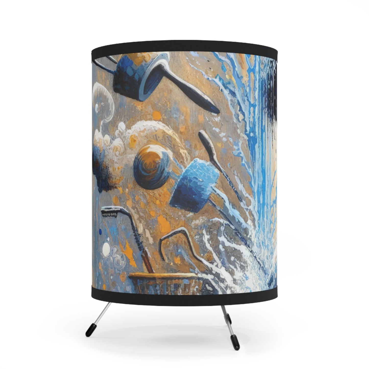 Meditative Kinetic Tachism Tripod Lamp with High-Res Printed Shade, US\CA plug - ATUH.ART