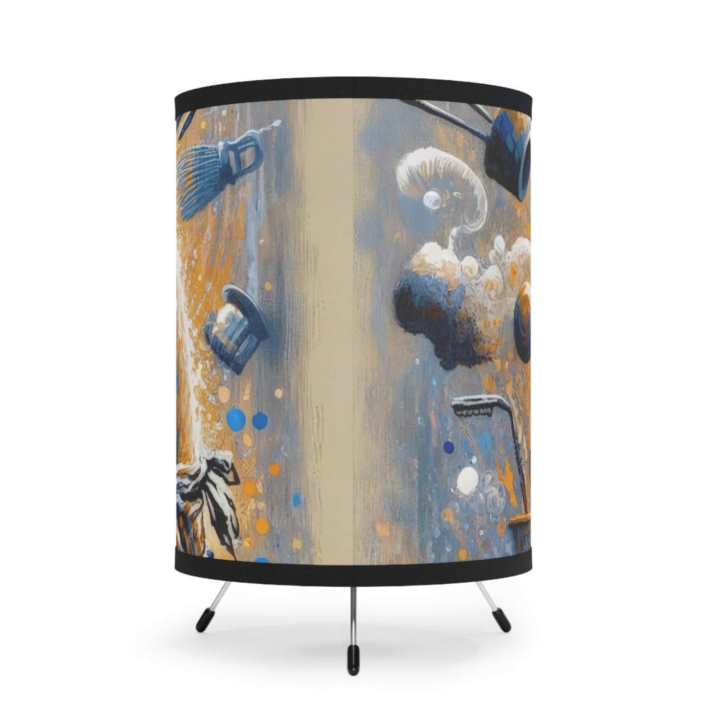 Meditative Kinetic Tachism Tripod Lamp with High-Res Printed Shade, US\CA plug - ATUH.ART