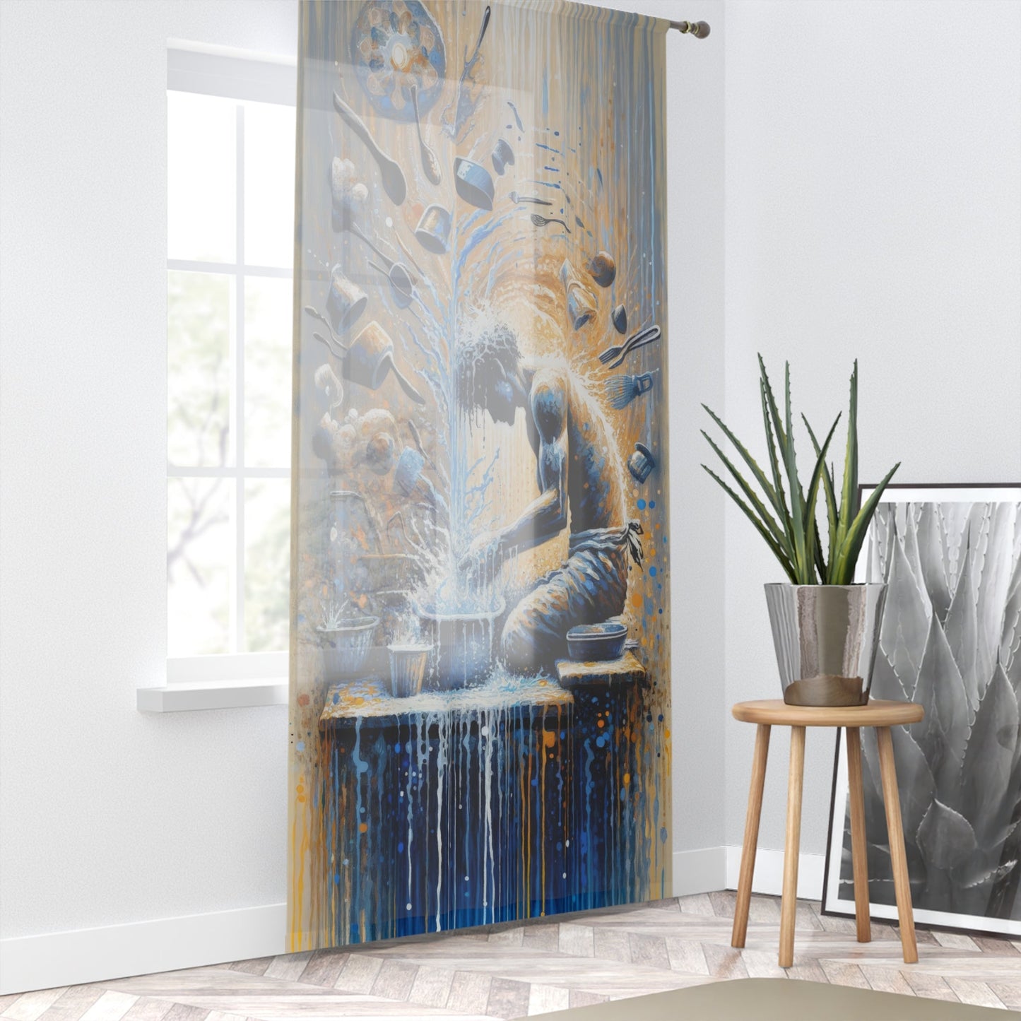 Meditative Kinetic Tachism Window Curtain - ATUH.ART