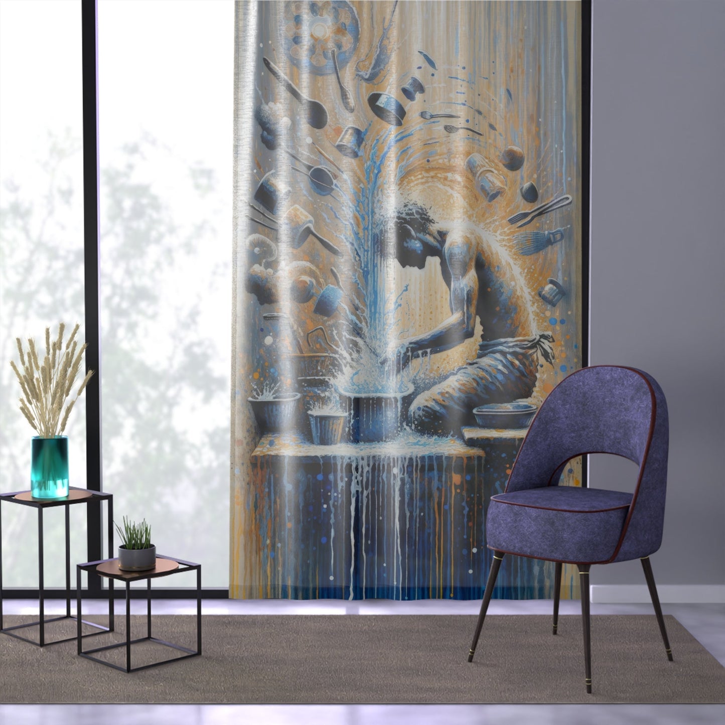 Meditative Kinetic Tachism Window Curtain - ATUH.ART
