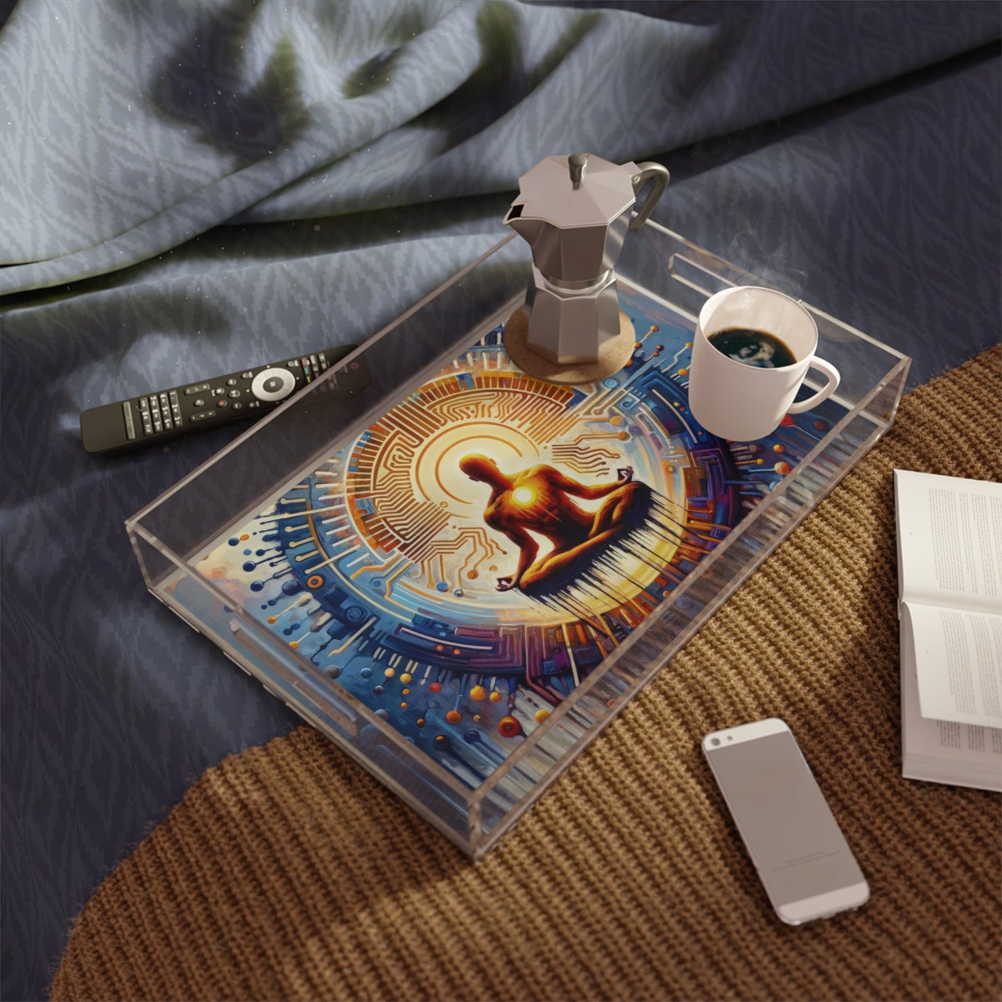 Meditative Technological Fusion Acrylic Serving Tray - ATUH.ART