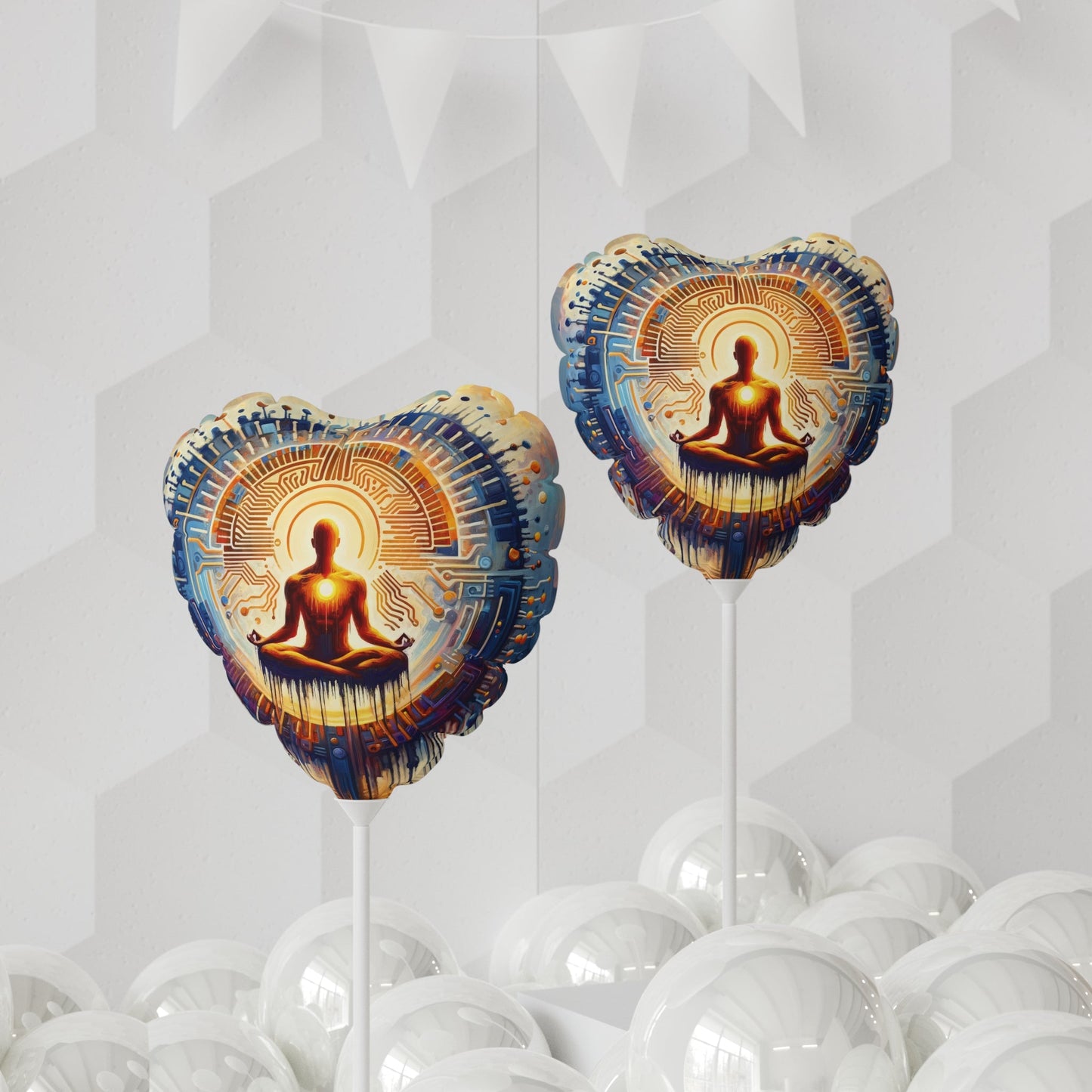 Meditative Technological Fusion Balloon (Round and Heart-shaped), 11" - ATUH.ART