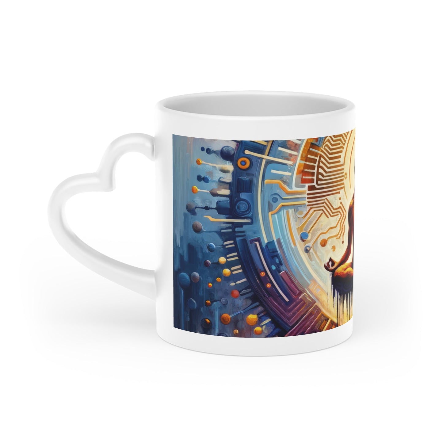 Meditative Technological Fusion Heart-Shaped Mug - ATUH.ART
