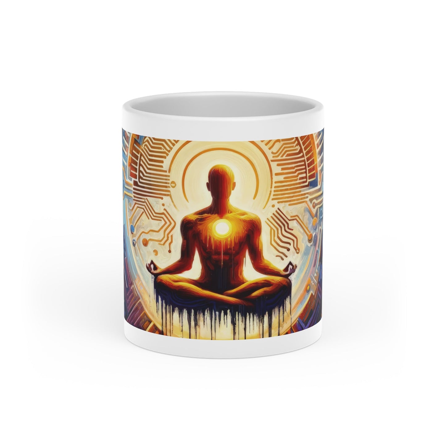 Meditative Technological Fusion Heart-Shaped Mug - ATUH.ART