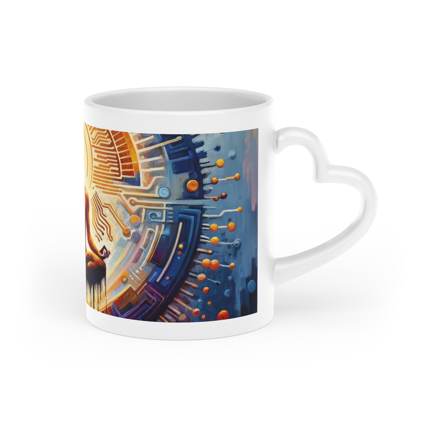 Meditative Technological Fusion Heart-Shaped Mug - ATUH.ART