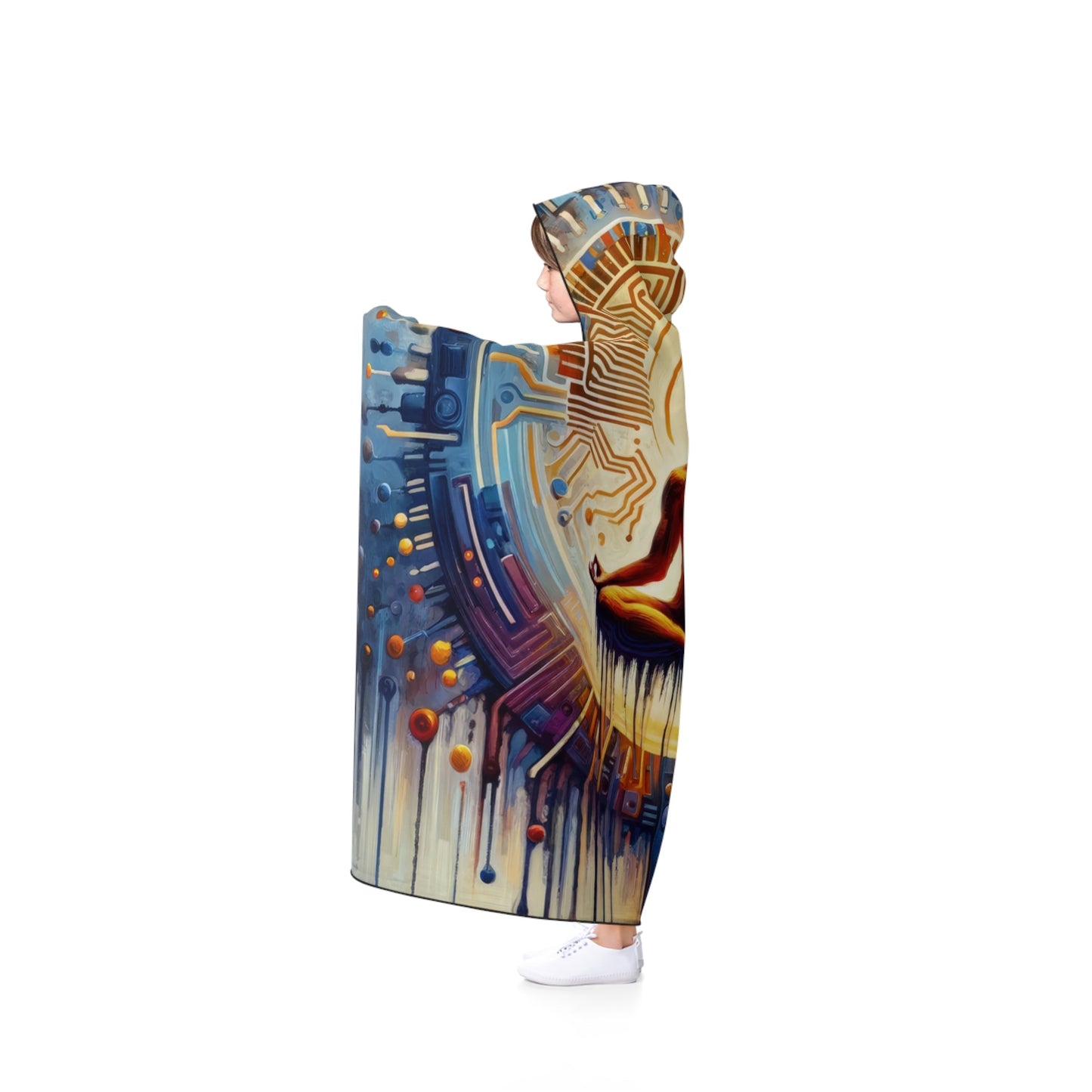 Meditative Technological Fusion Hooded Blanket - ATUH.ART